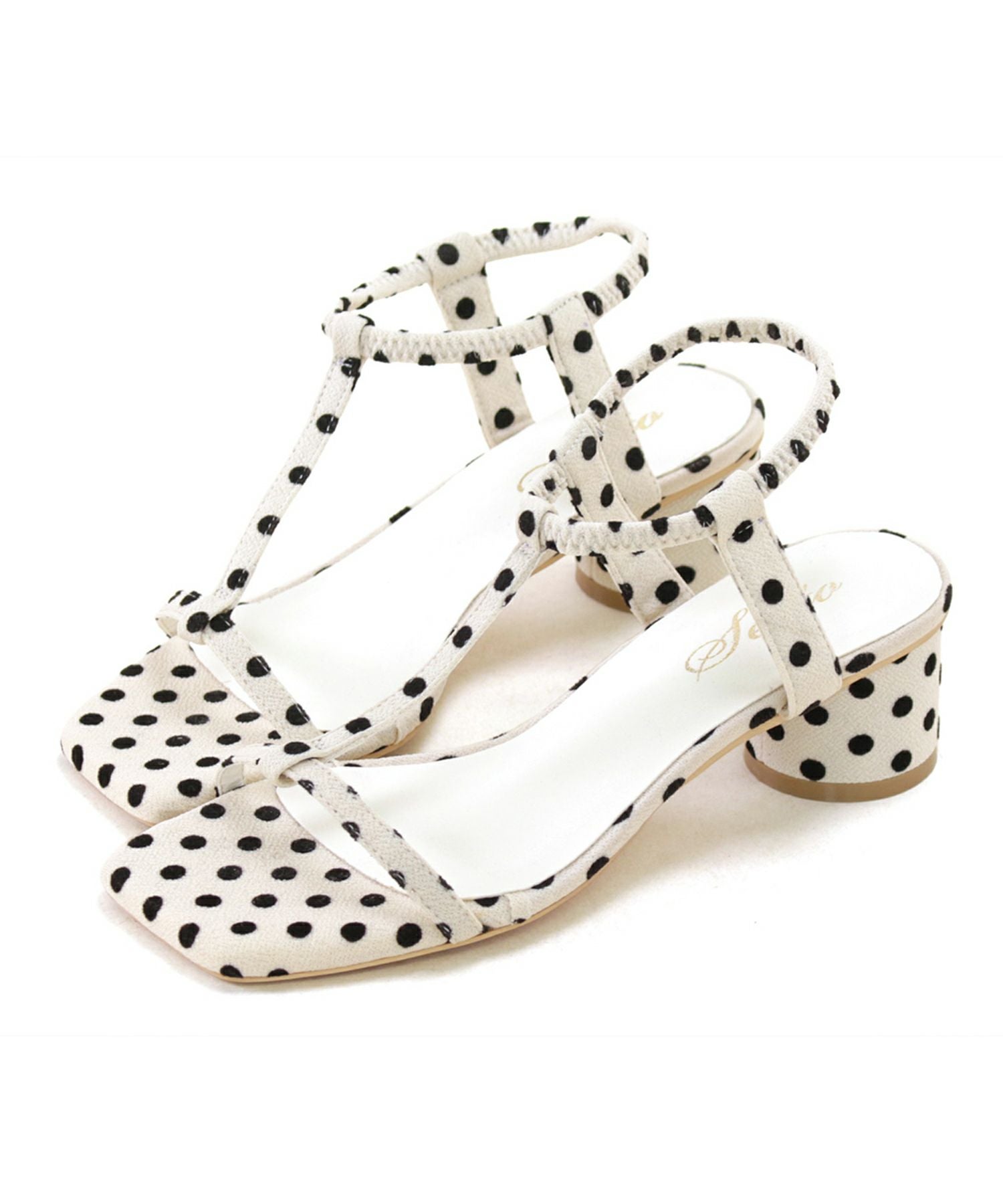 Tストラップサークルヒールサンダル