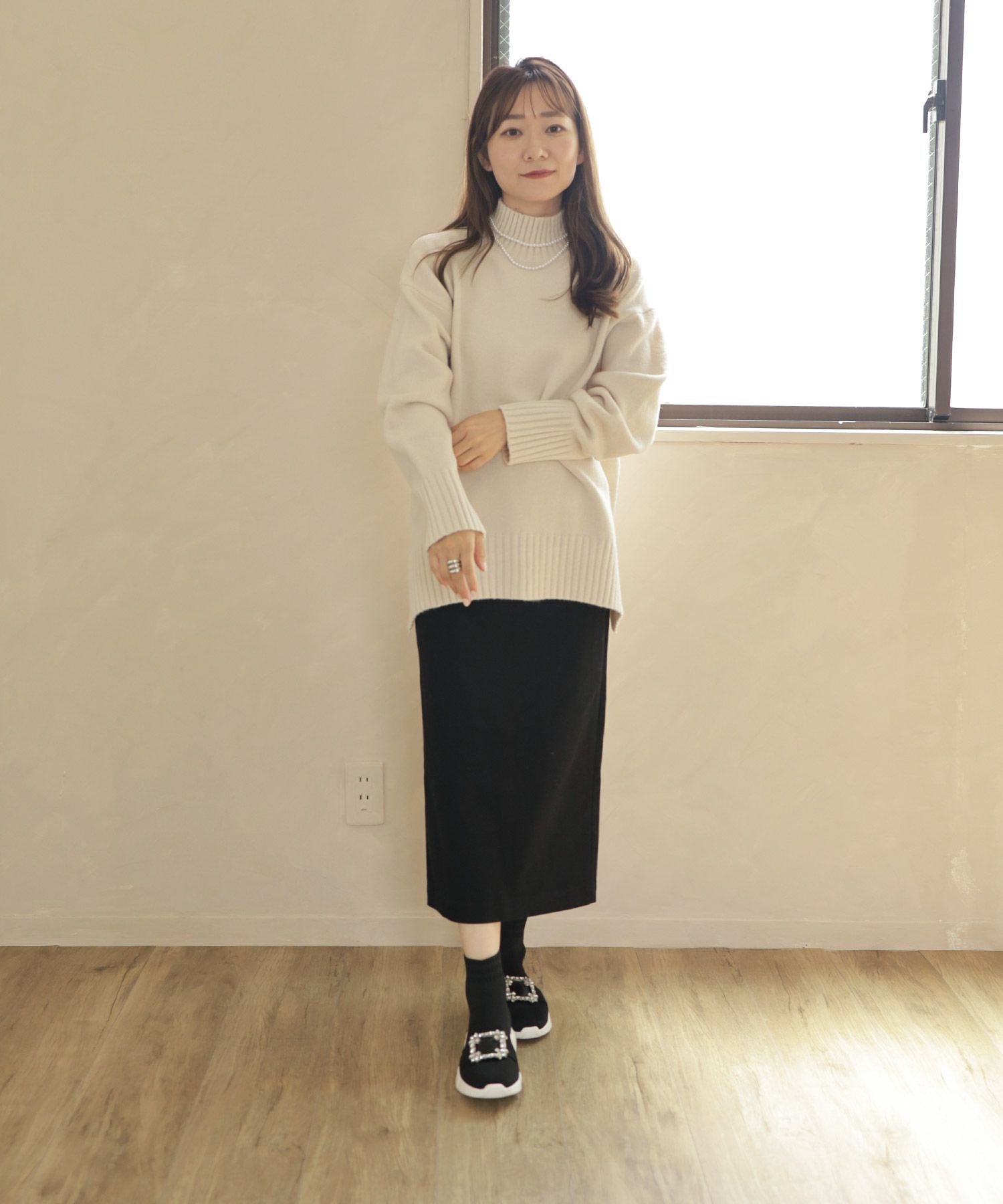 ビジュー付きスニーカー風ソックスブーツ▲返品交換不可