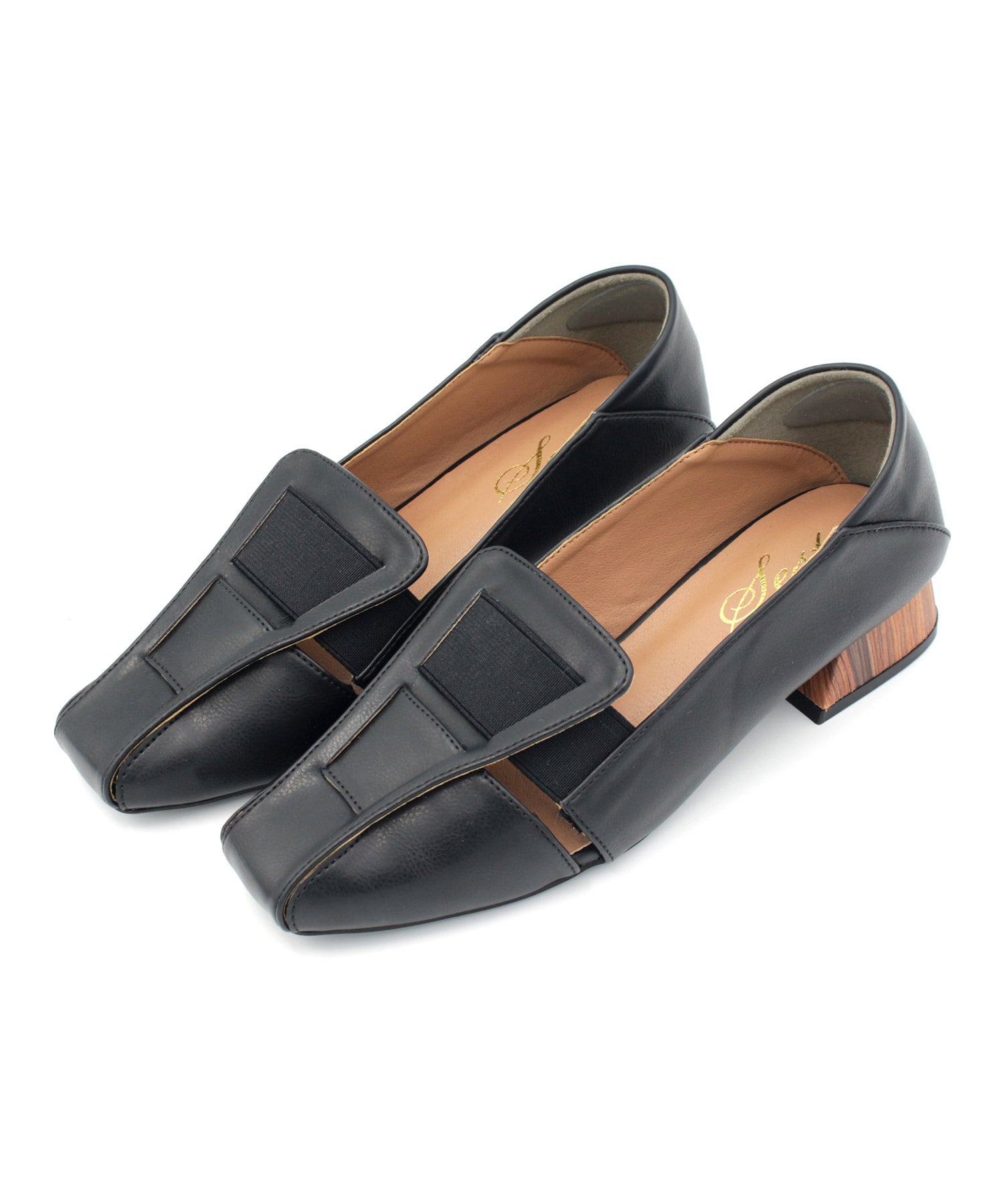 かかと滑り止めジェル付き&スリッパにもなる2Way!幅がゴムで伸縮するフィットパンプス