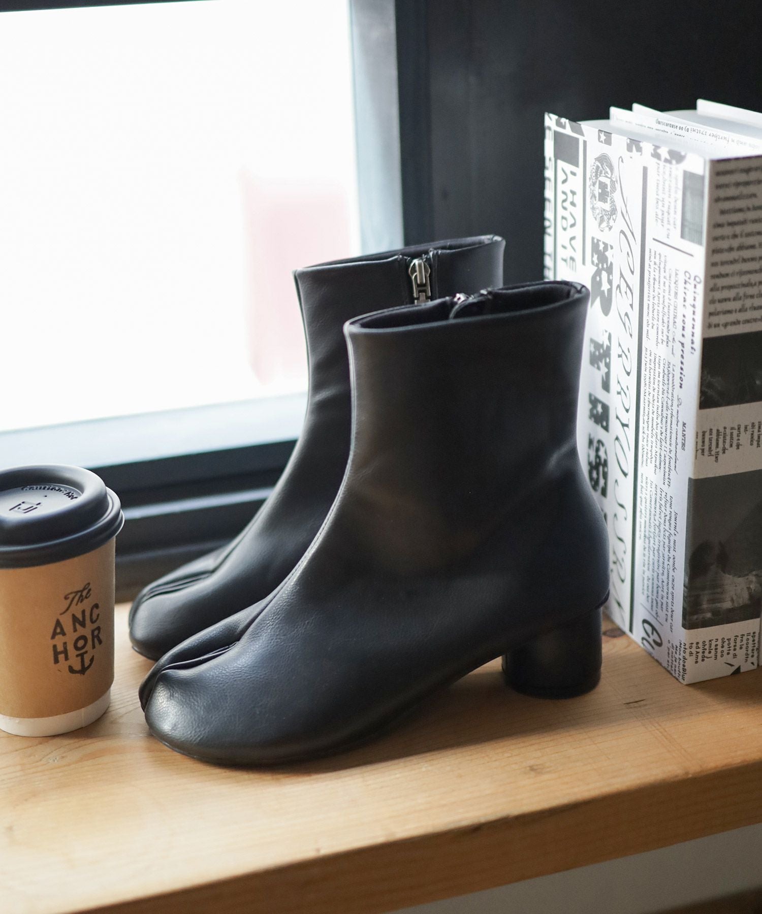 サークルヒール足袋ショートブーツ▲返品不可