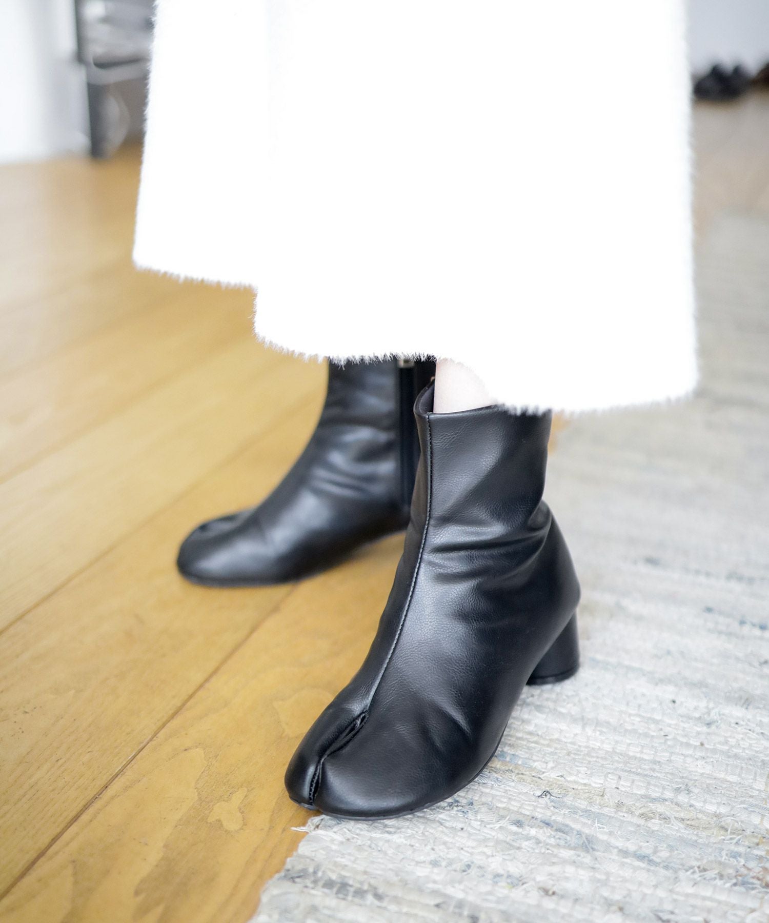 サークルヒール足袋ショートブーツ▲返品不可