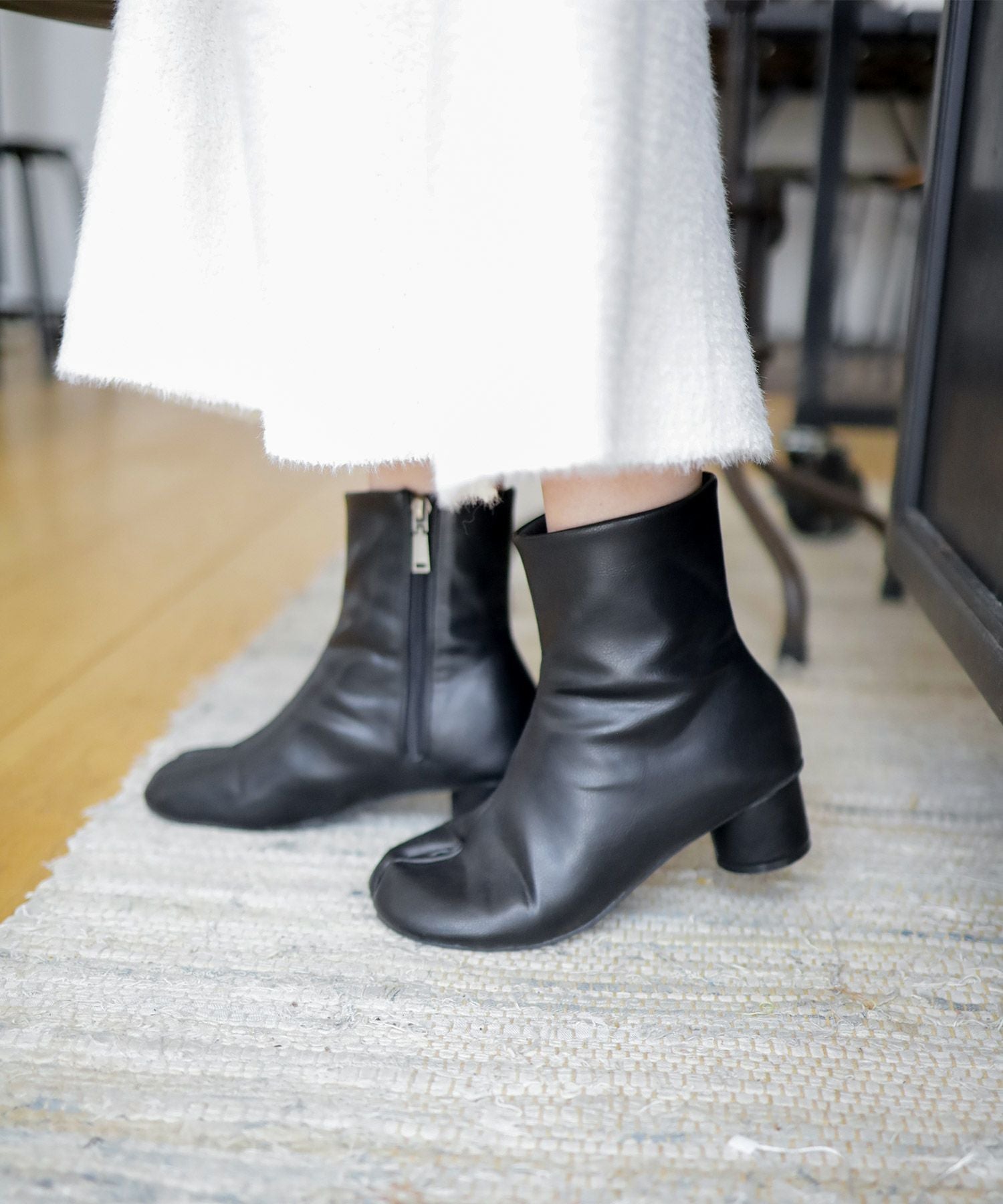 サークルヒール足袋ショートブーツ▲返品不可