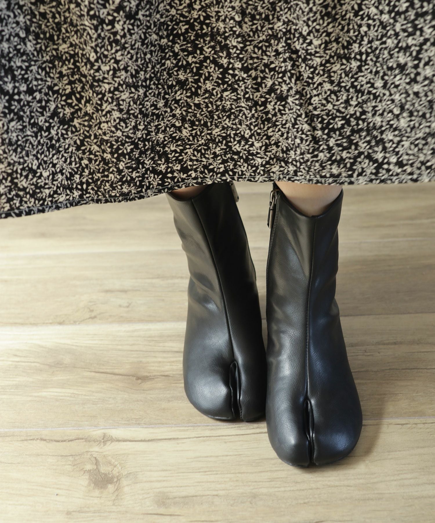 サークルヒール足袋ショートブーツ▲返品不可