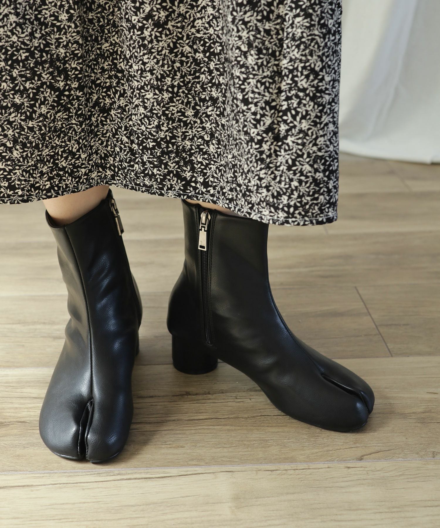 サークルヒール足袋ショートブーツ▲返品不可