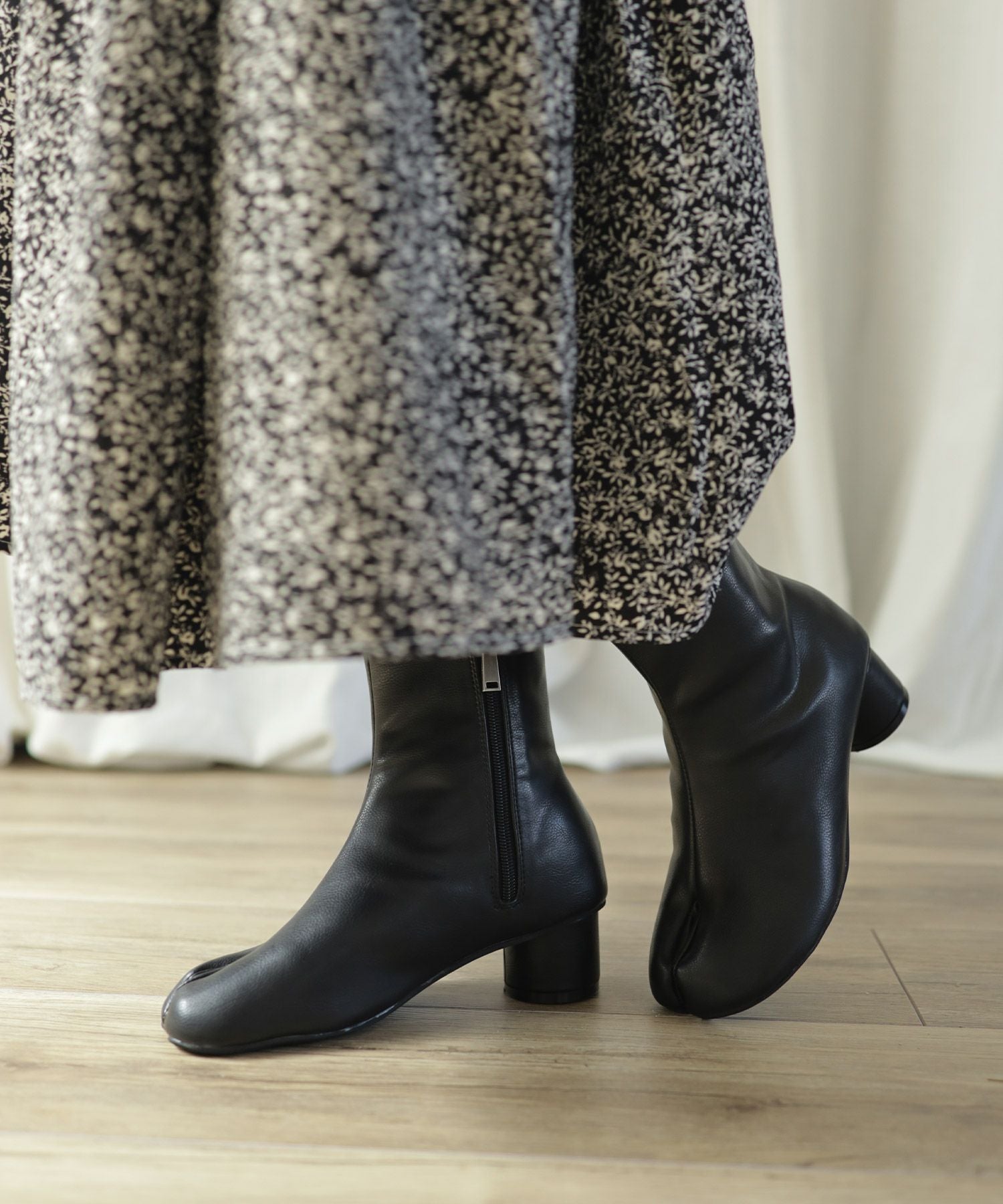 サークルヒール足袋ショートブーツ▲返品不可