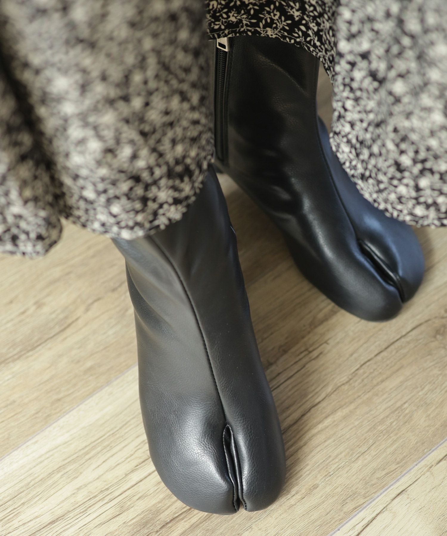 サークルヒール足袋ショートブーツ▲返品不可