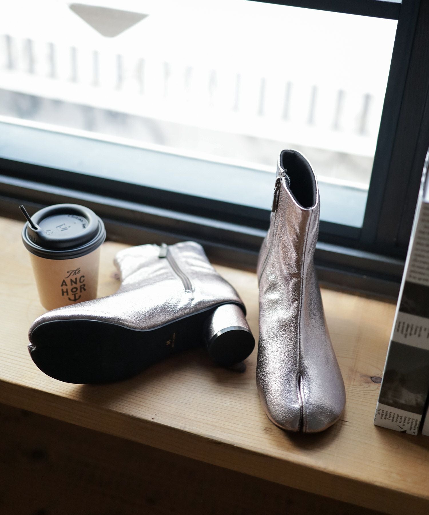 サークルヒール足袋ショートブーツ▲返品不可