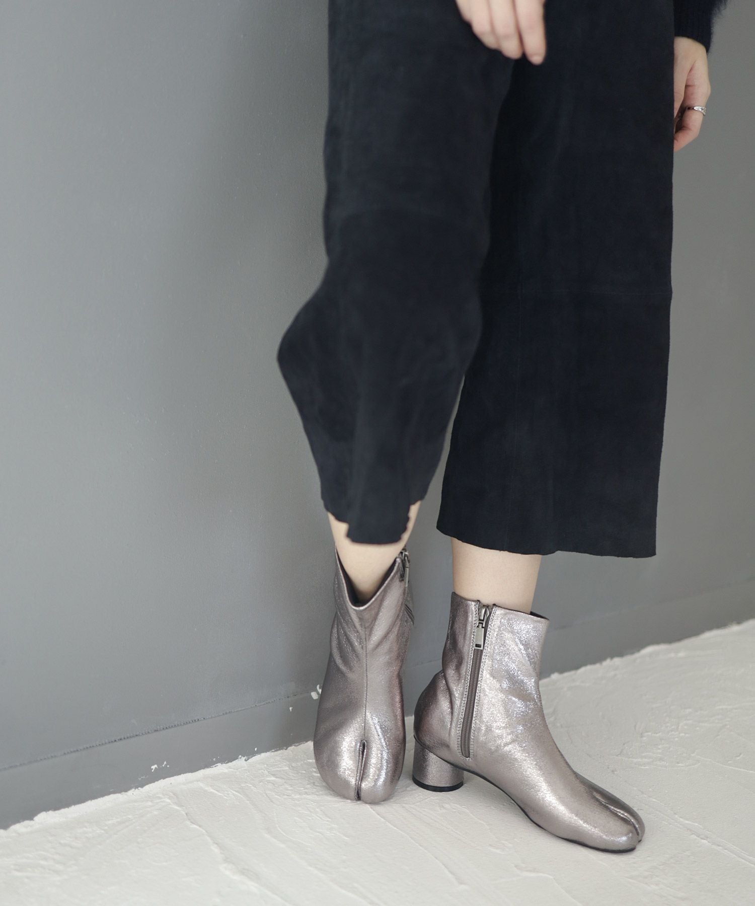 サークルヒール足袋ショートブーツ▲返品不可