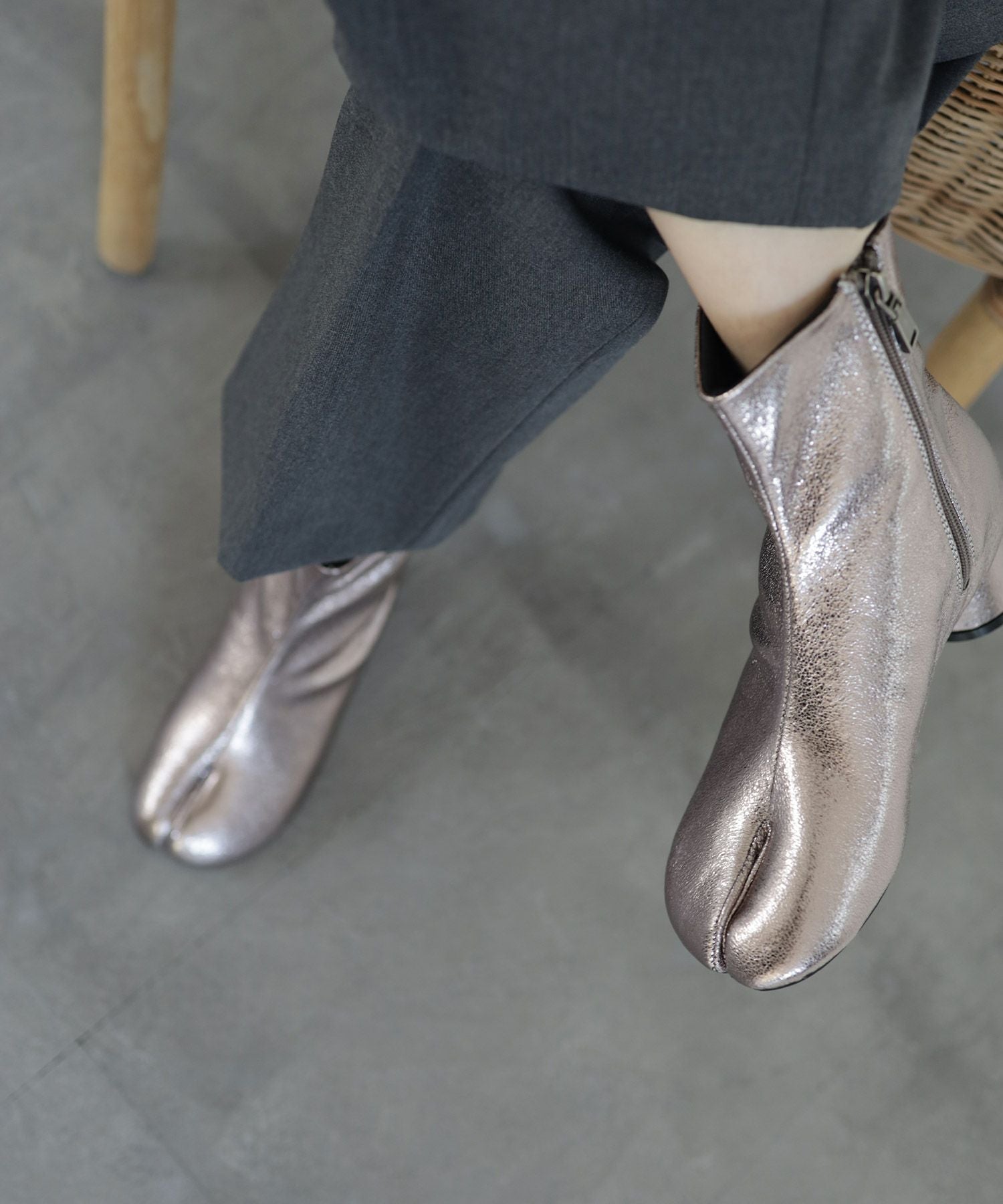 サークルヒール足袋ショートブーツ▲返品不可