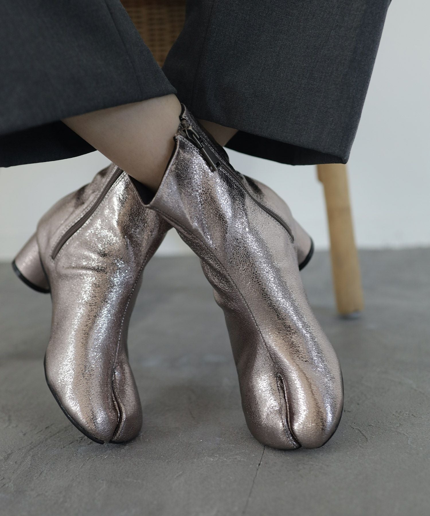 サークルヒール足袋ショートブーツ▲返品不可