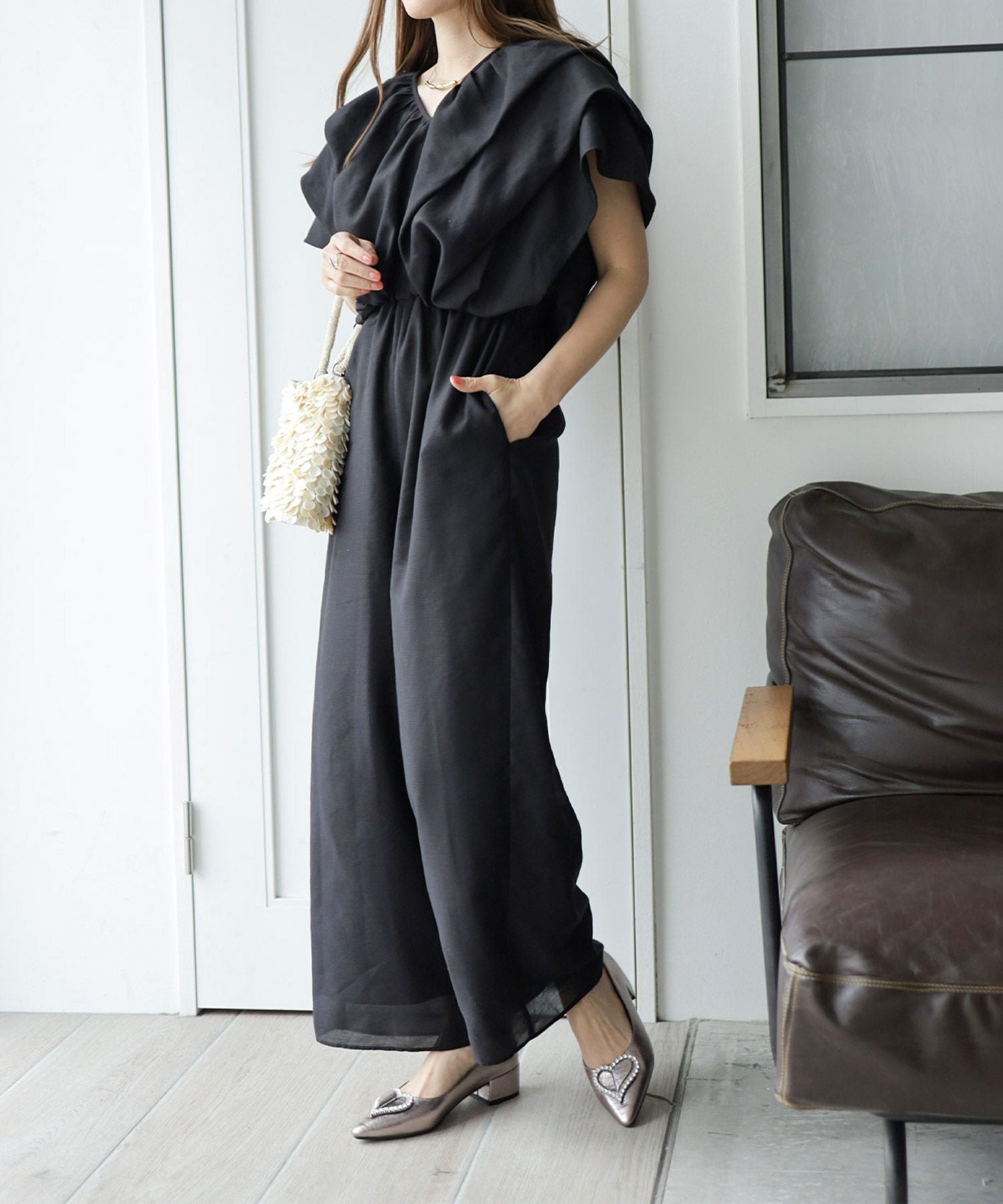 ハートモチーフローヒールポインテッドトゥパンプス▲返品交換不可