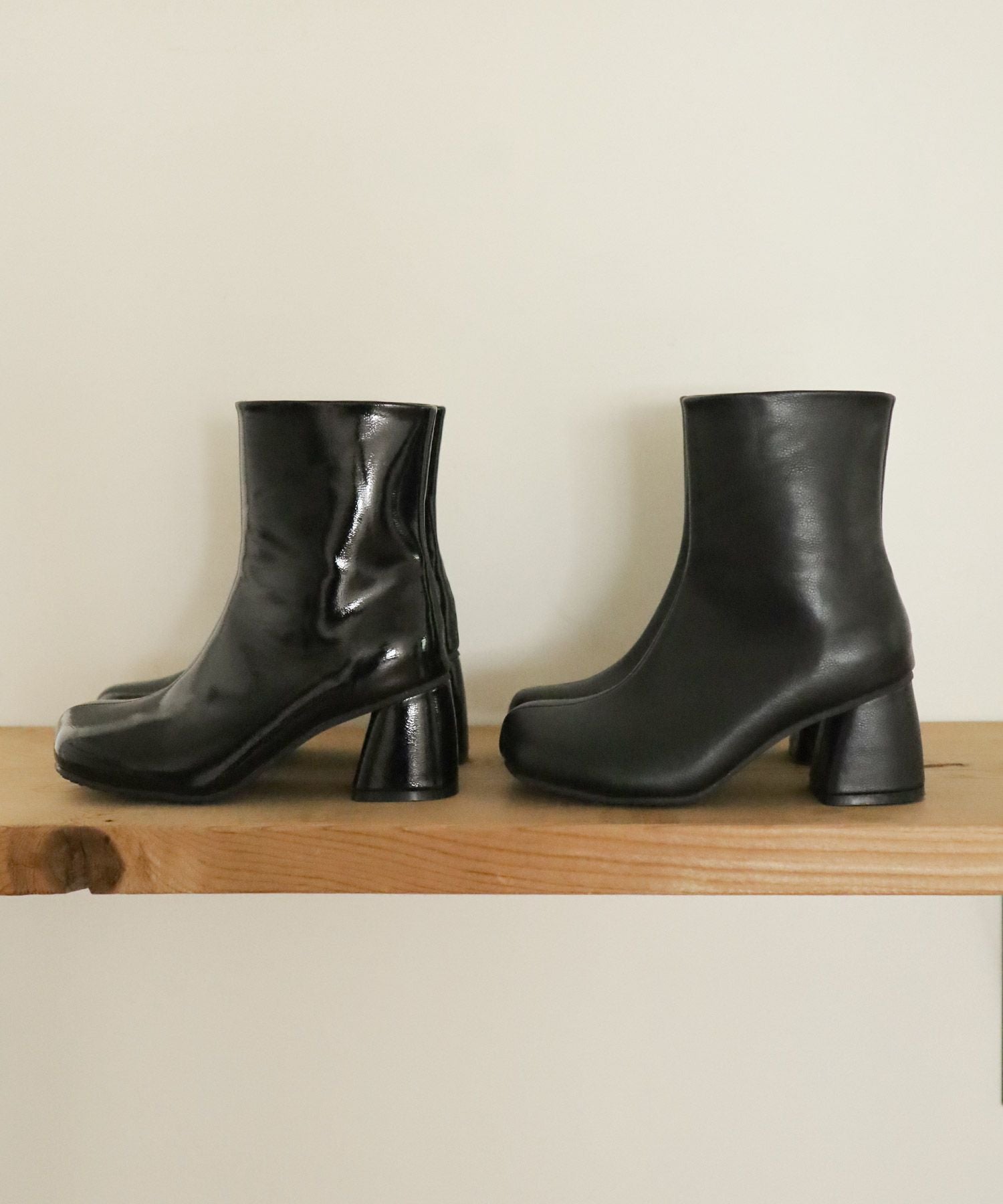 ぷっくりオブリークトゥショートブーツ▲返品交換不可