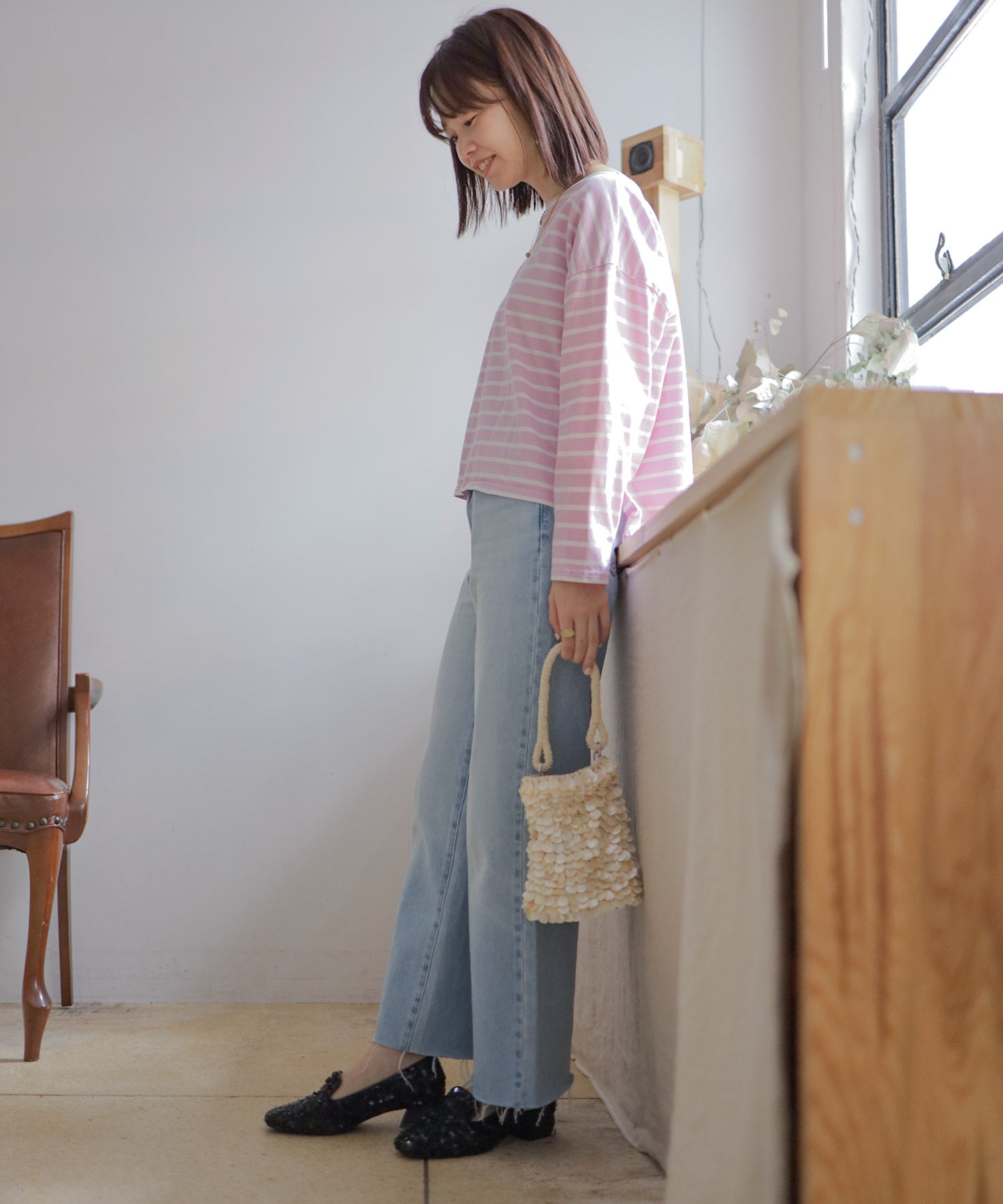 きらめくローヒールローファーパンプス▲返品不可