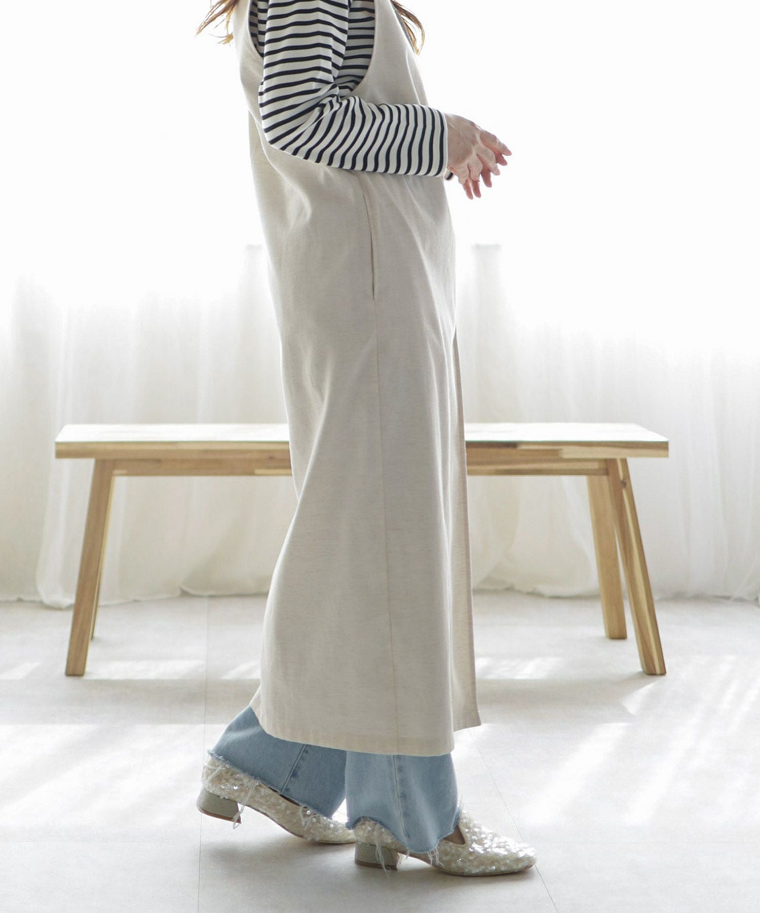 きらめくローヒールローファーパンプス▲返品不可