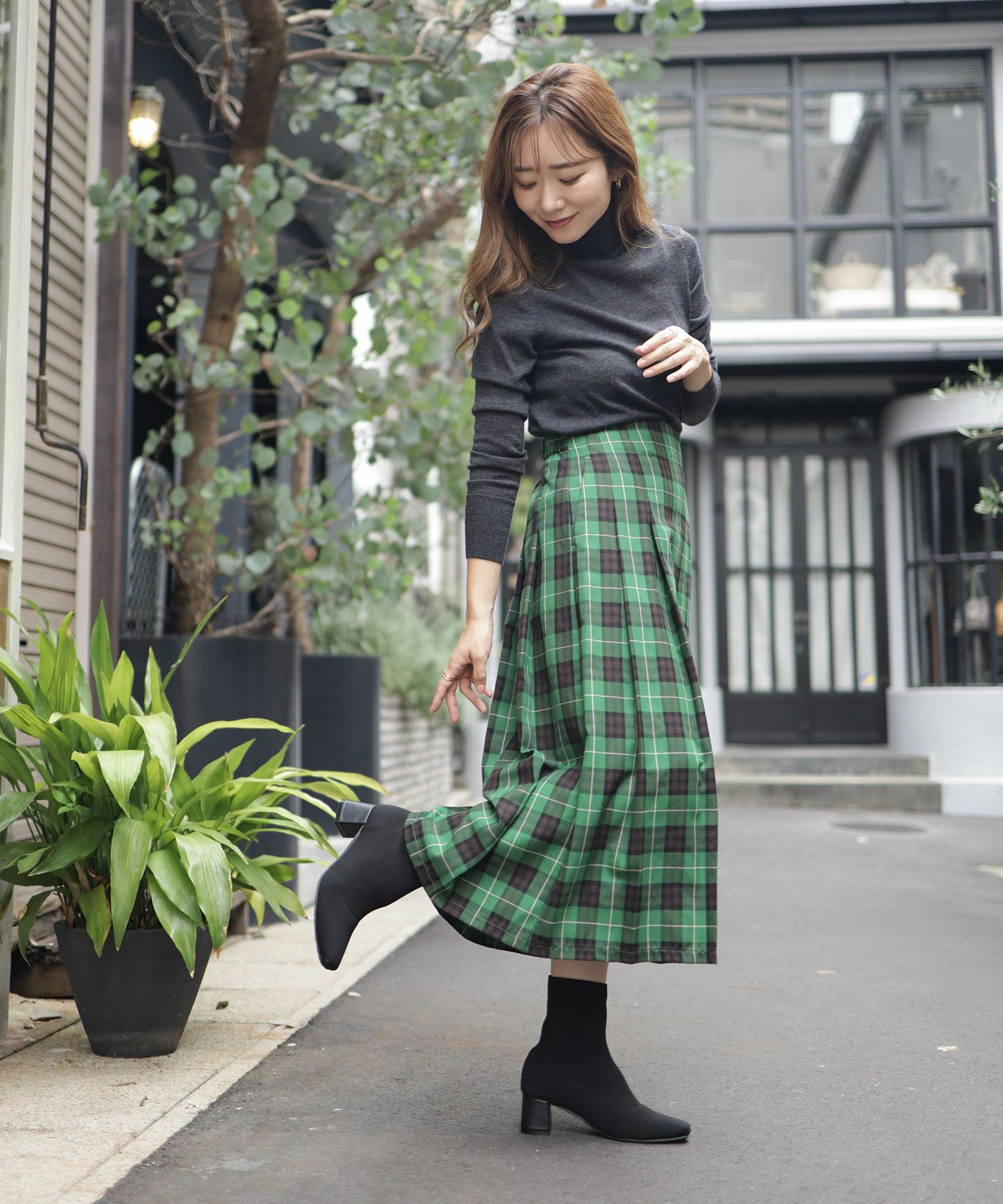 チャンキーヒールニットショートブーツ▲返品不可