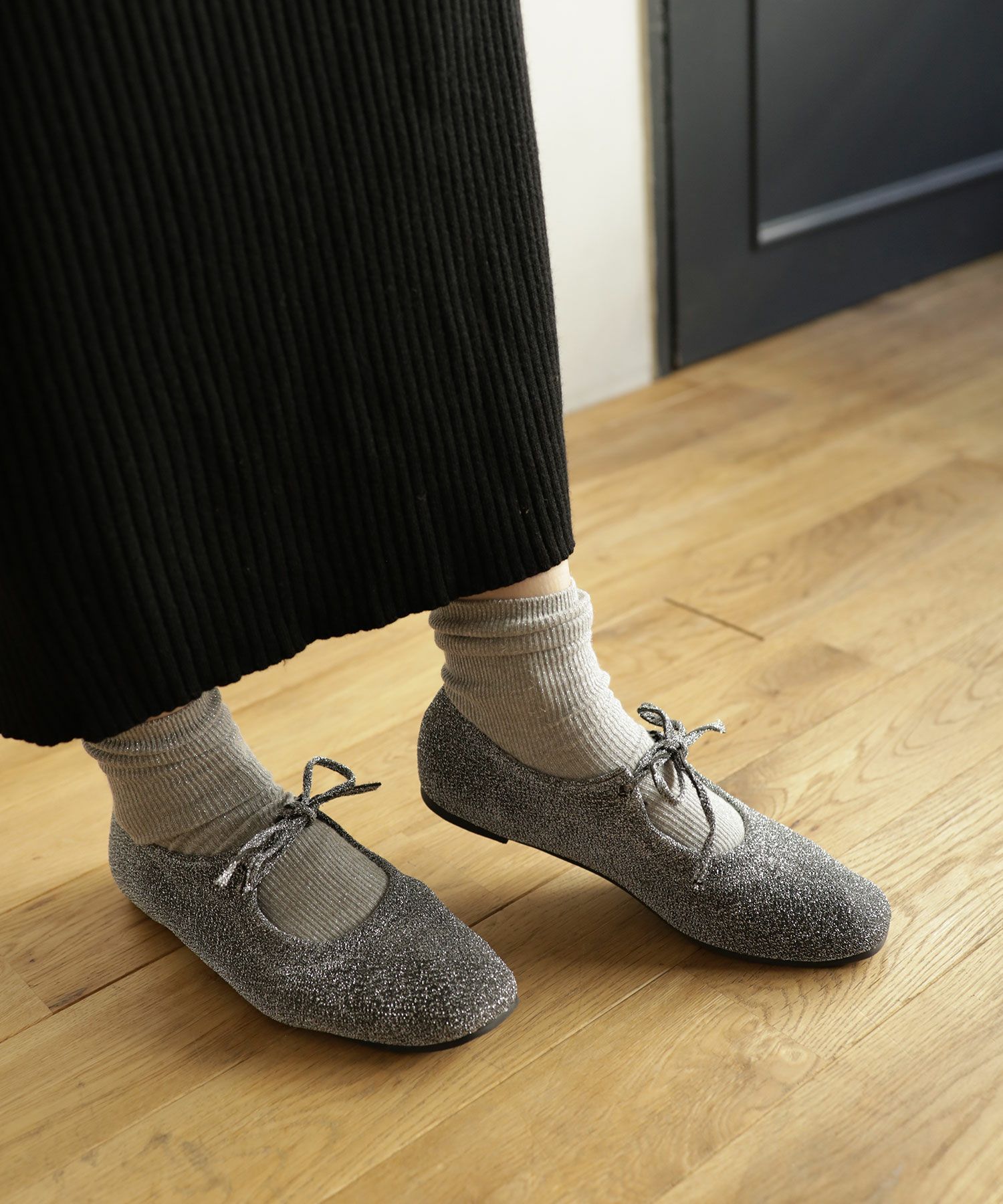 レースアップリボンバレエシューズ▲返品交換不可