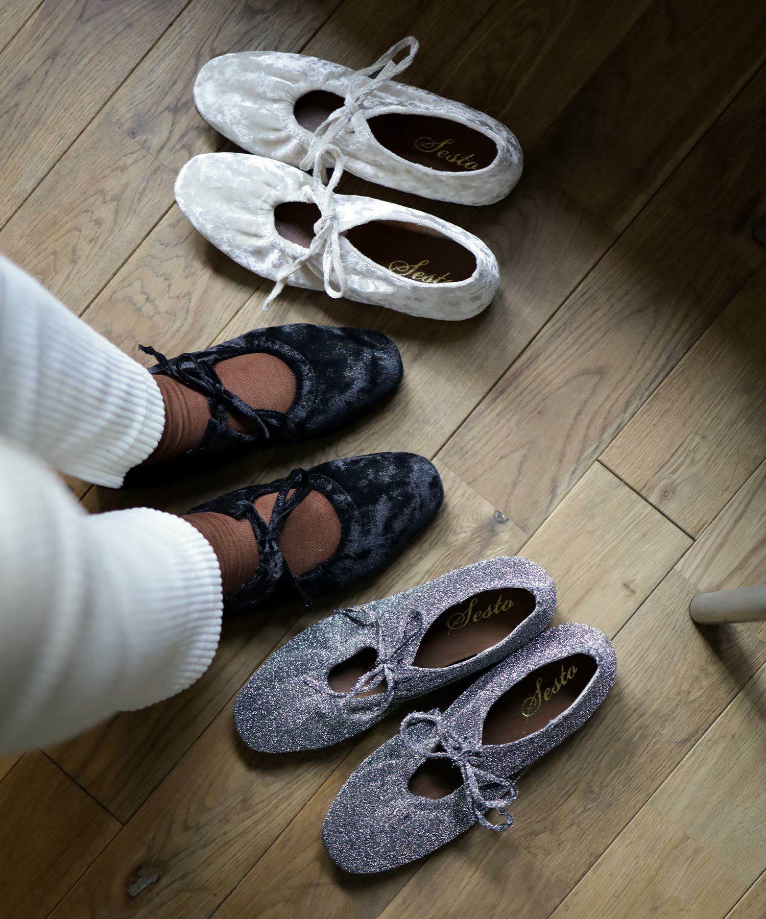 レースアップリボンバレエシューズ▲返品交換不可