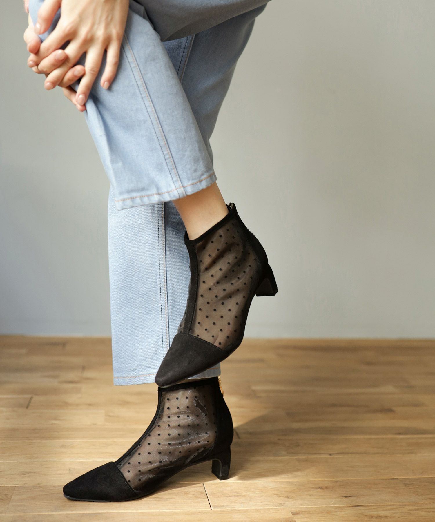 ドットチュールショートブーツ