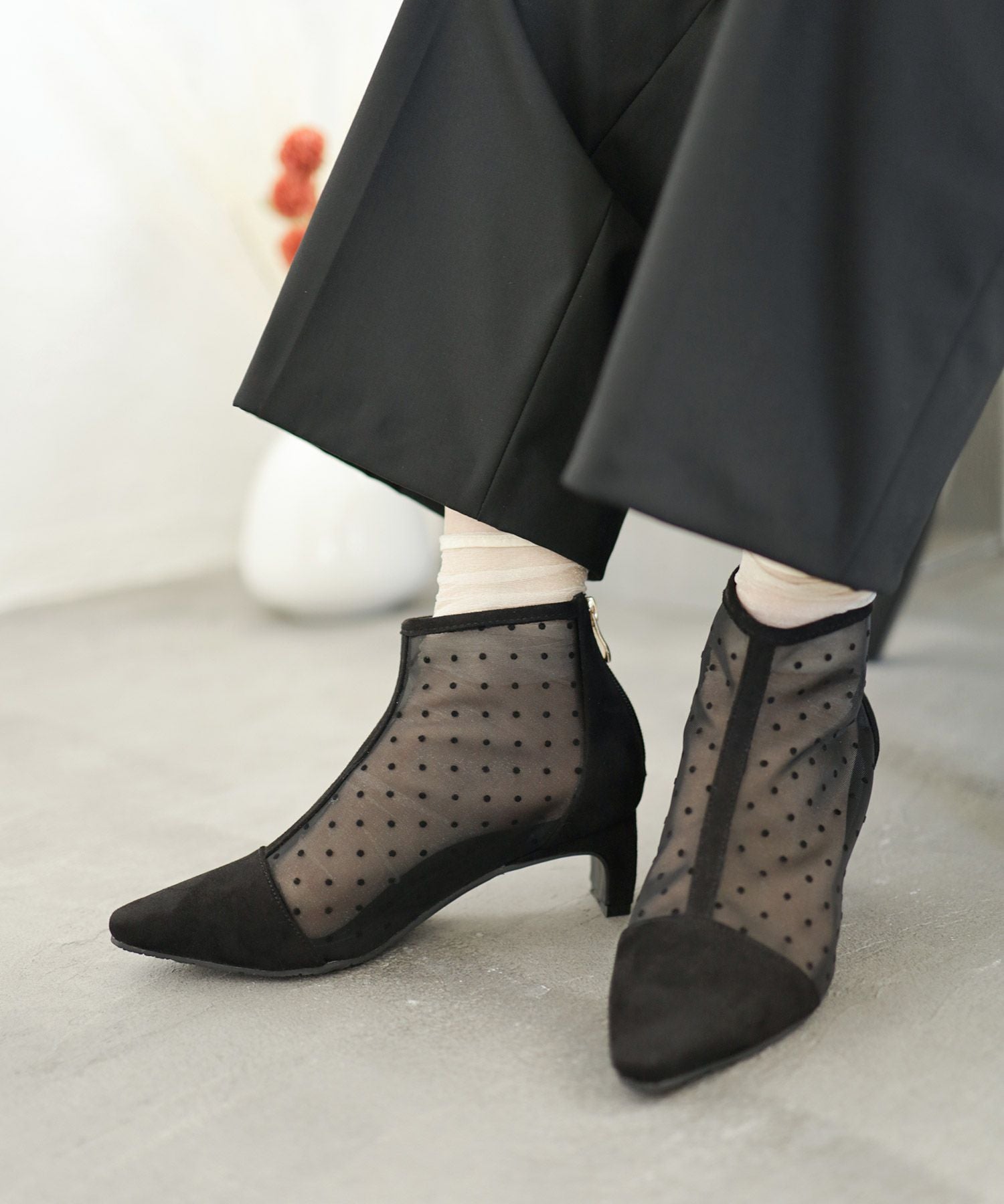 ドットチュールショートブーツ