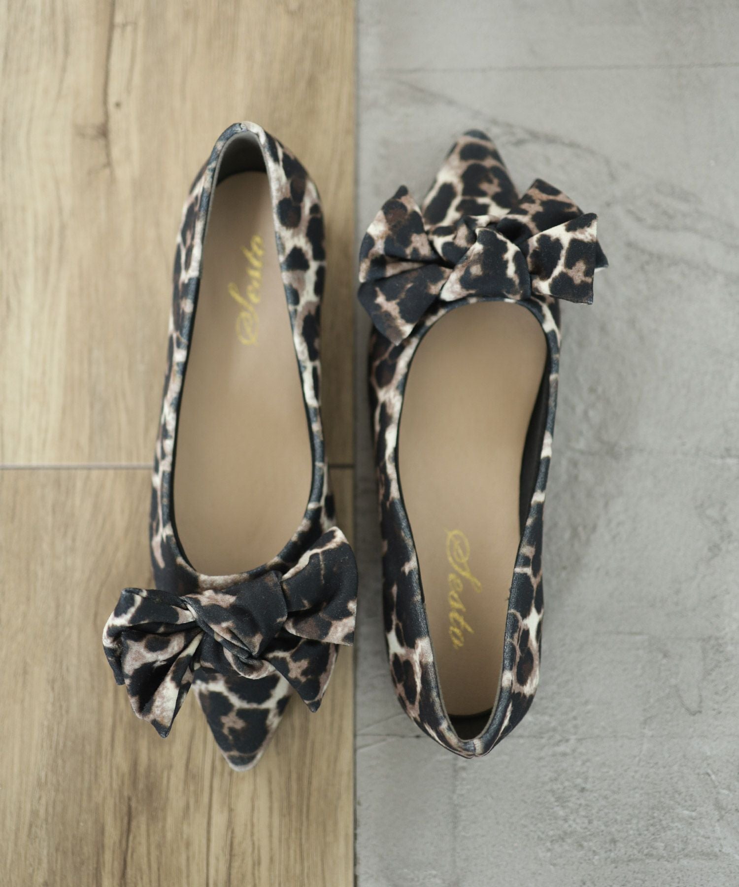 ポインテッドトゥリボンフラットパンプス ▲返品不可