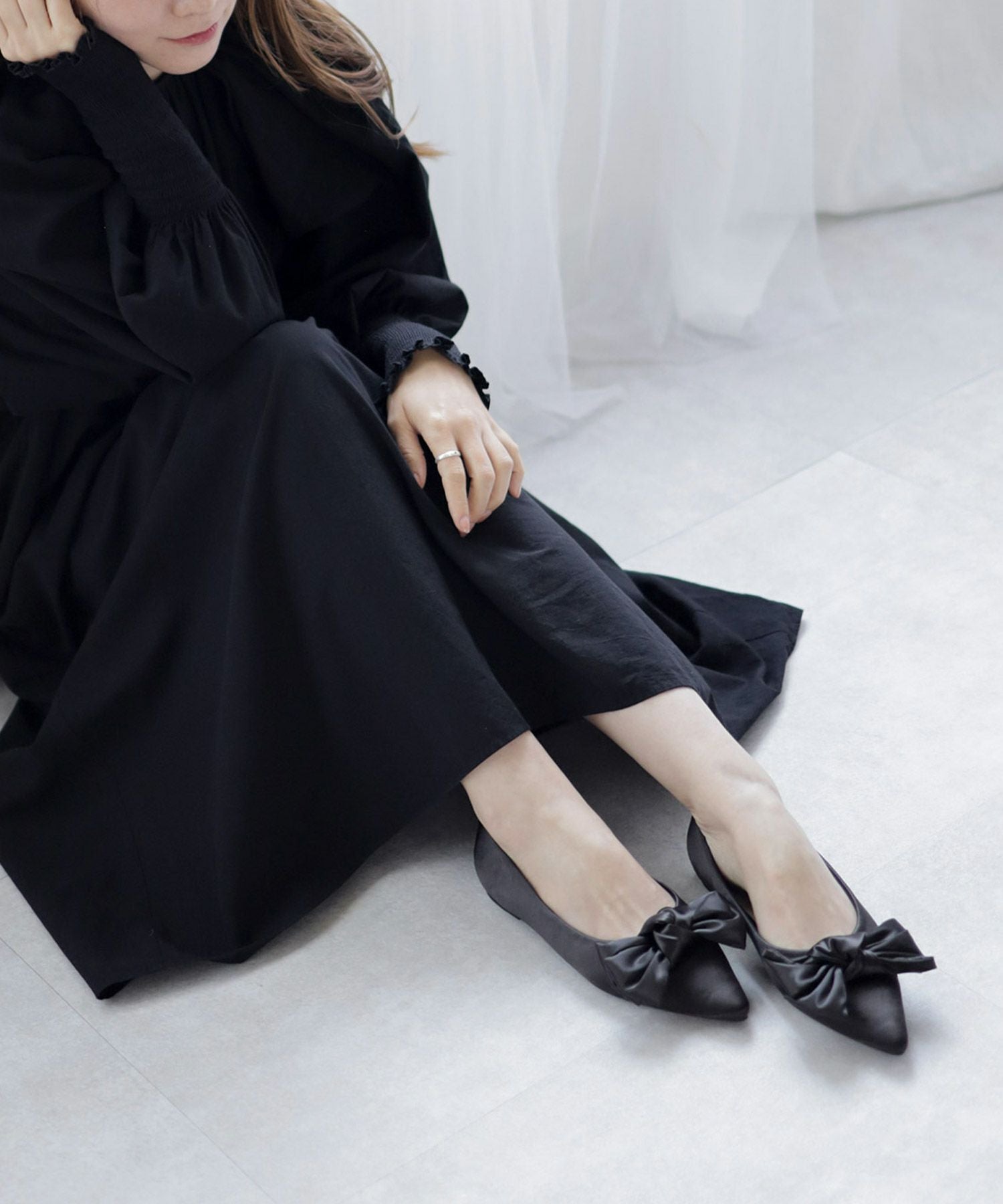 ポインテッドトゥリボンフラットパンプス △返品不可 | SESTO(セスト