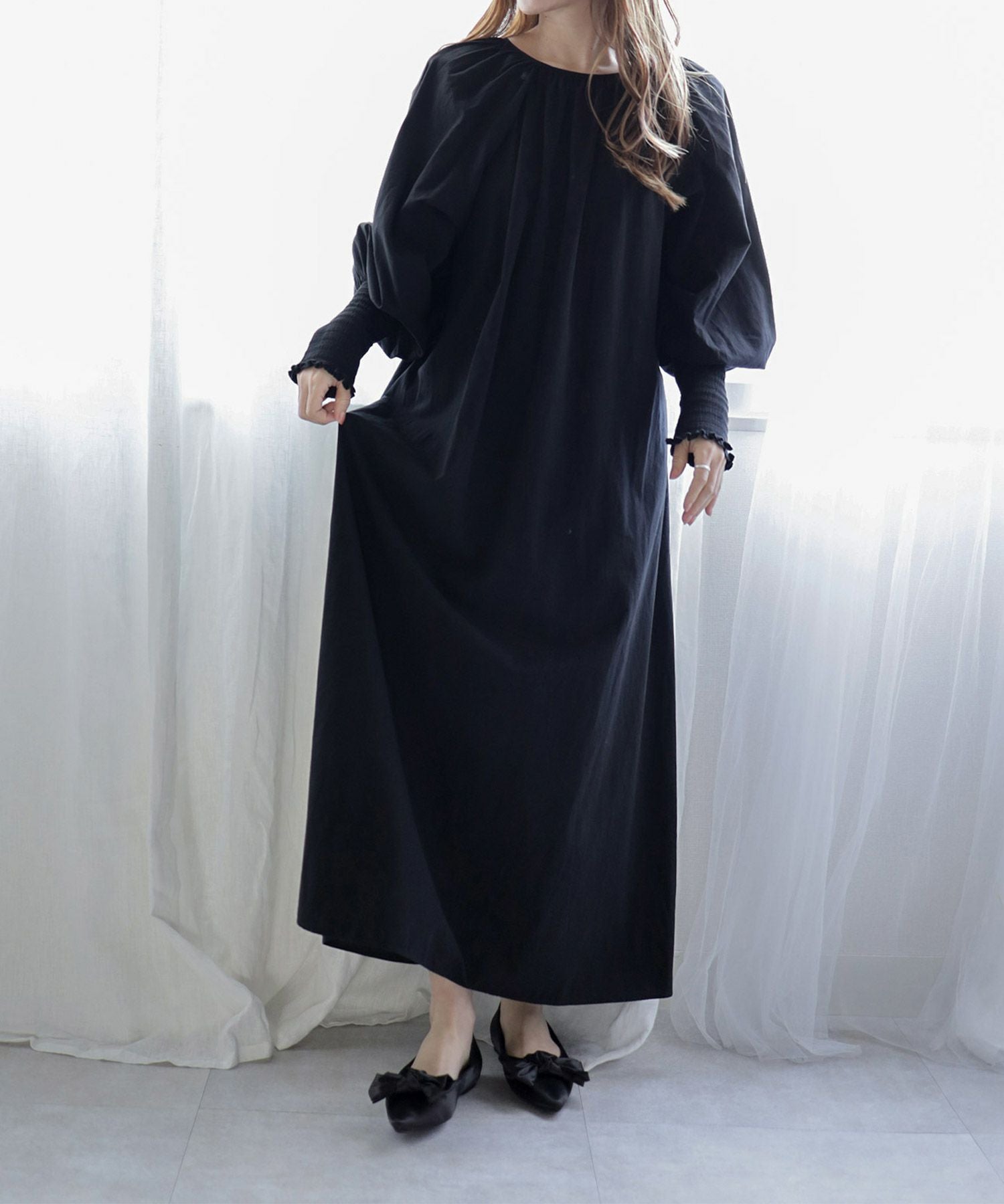 ポインテッドトゥリボンフラットパンプス ▲返品不可