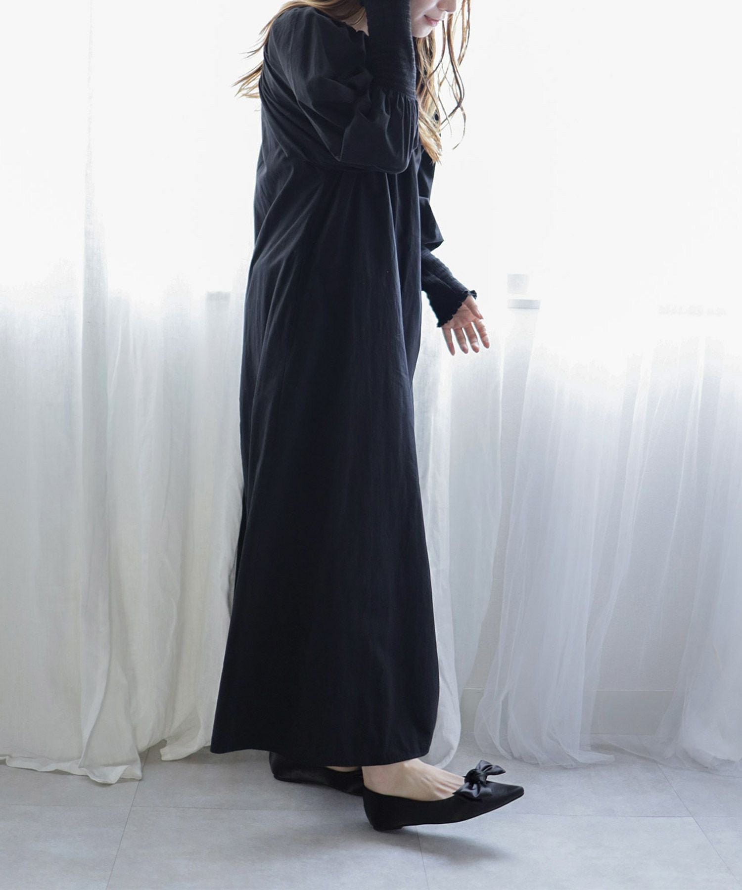 ポインテッドトゥリボンフラットパンプス ▲返品不可