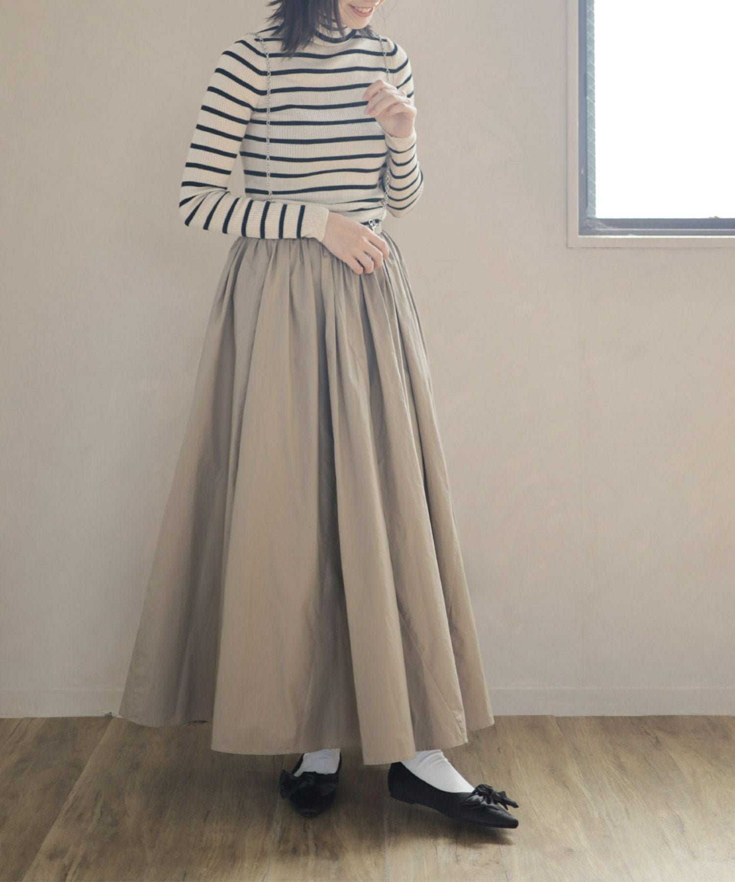 ポインテッドトゥリボンフラットパンプス ▲返品不可