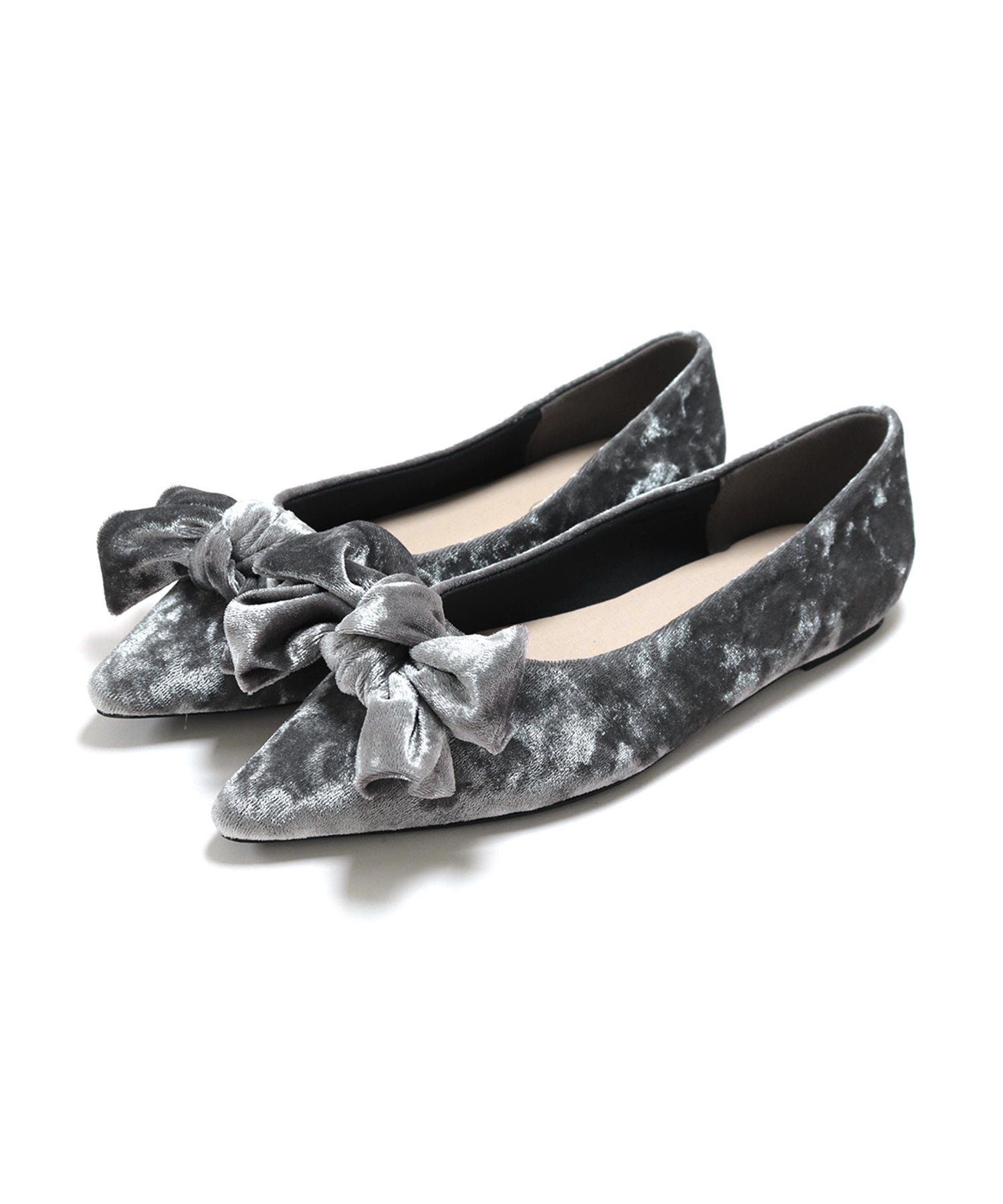 ポインテッドトゥリボンフラットパンプス ▲返品不可