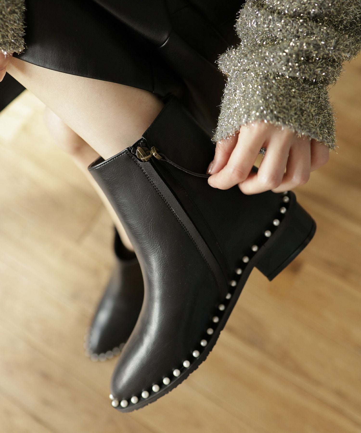 パールピースショートブーツ▲返品不可
