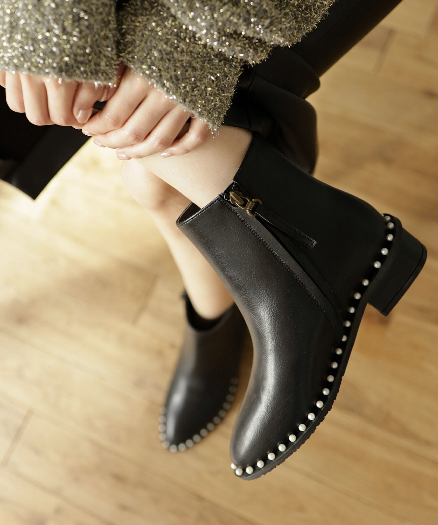 パールピースショートブーツ▲返品不可