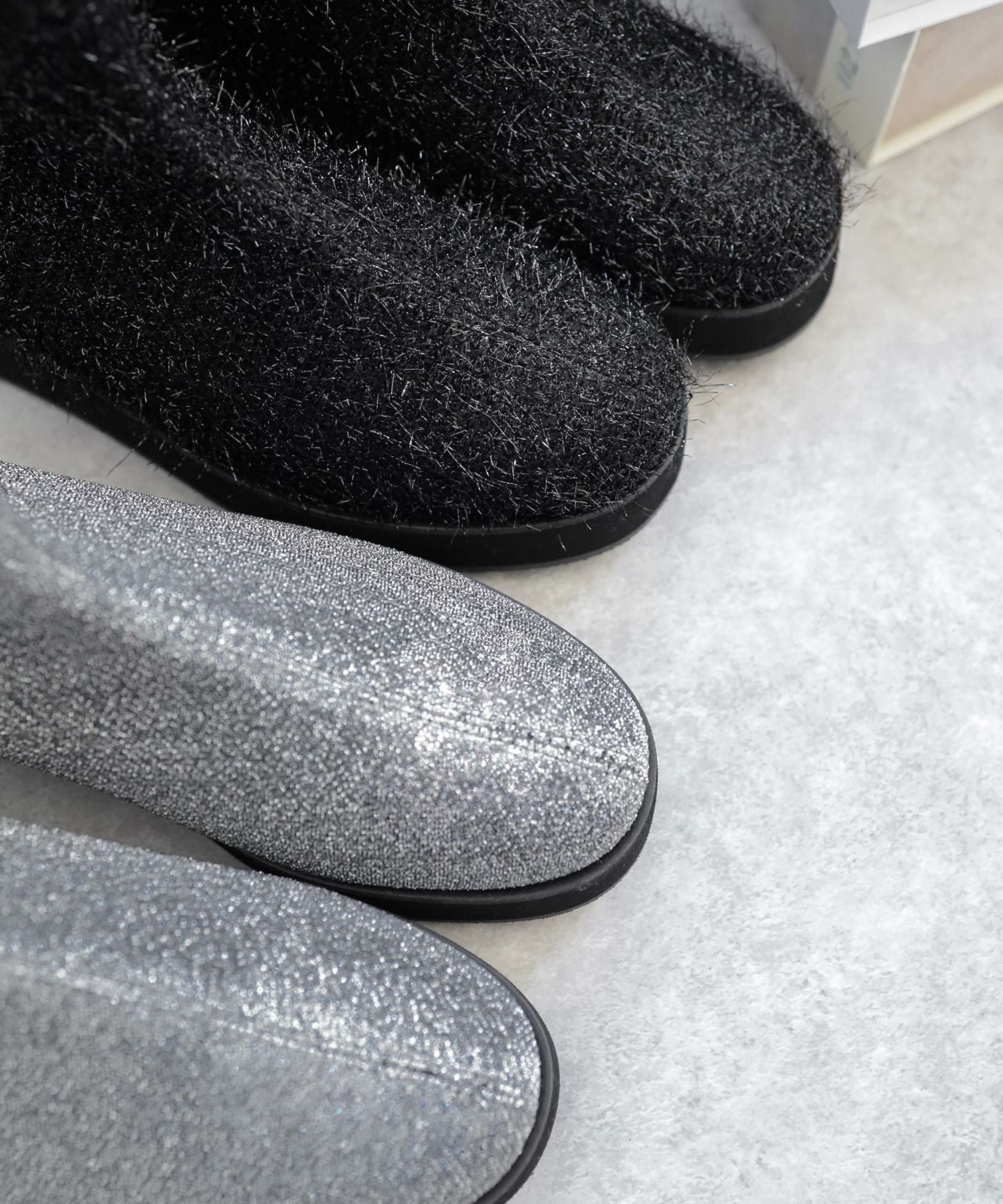 軽量厚底ソール ストレッチニットブーツ▲返品不可