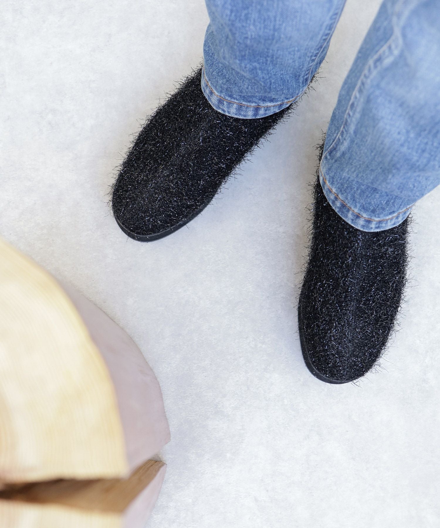 軽量厚底ソール ストレッチニットブーツ▲返品不可