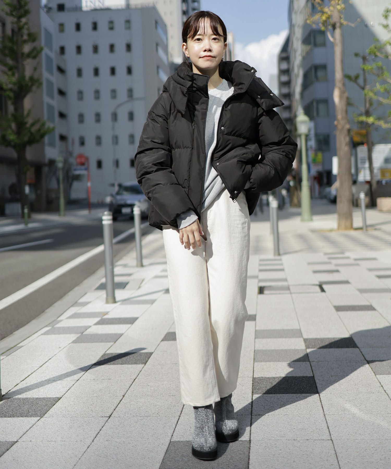 軽量厚底ソール ストレッチニットブーツ▲返品不可