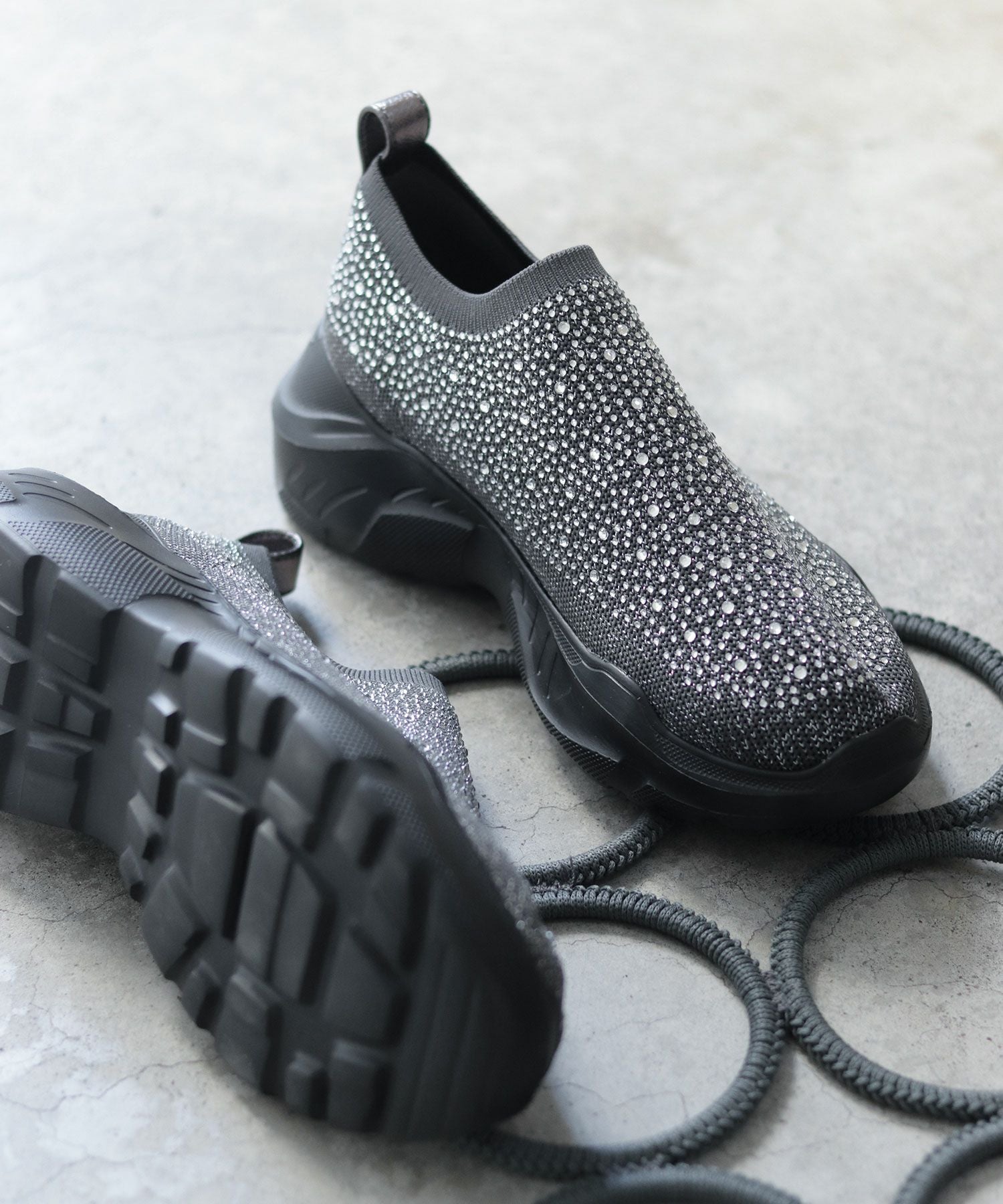 キラキラニット厚底スニーカー▲返品不可