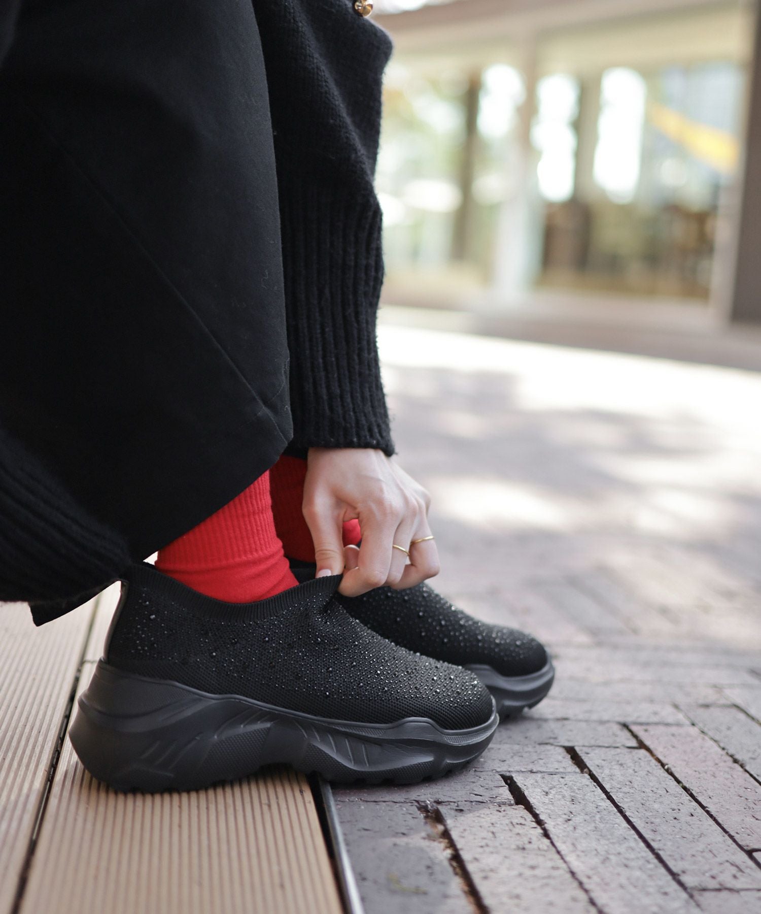 キラキラニット厚底スニーカー▲返品不可