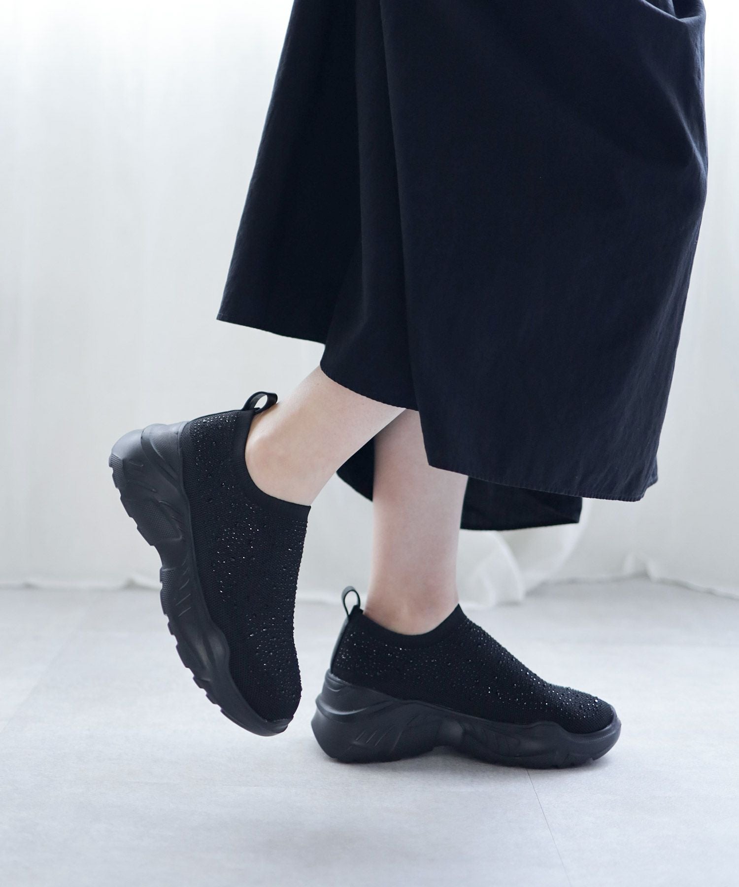 キラキラニット厚底スニーカー▲返品不可