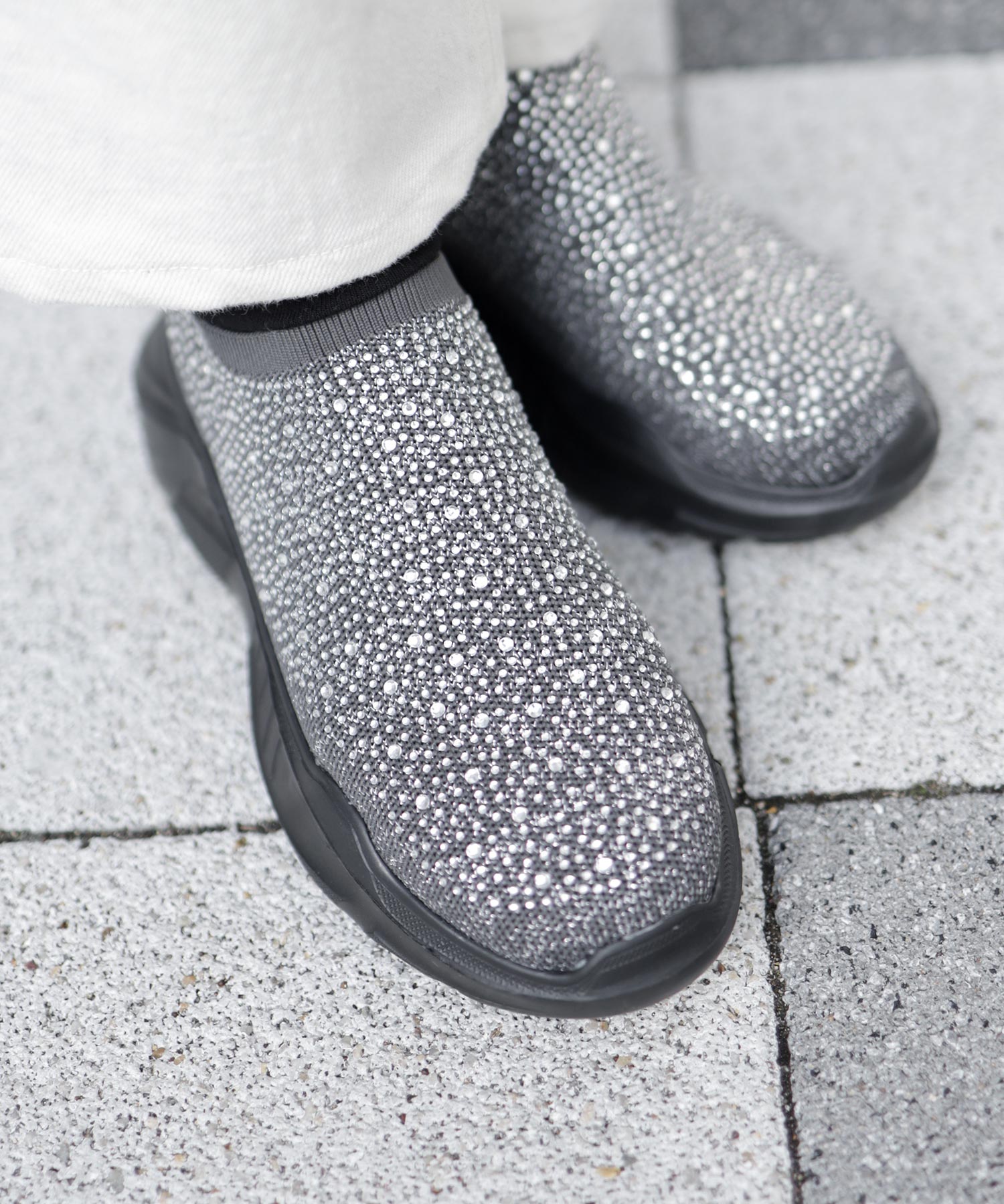 キラキラニット厚底スニーカー▲返品不可