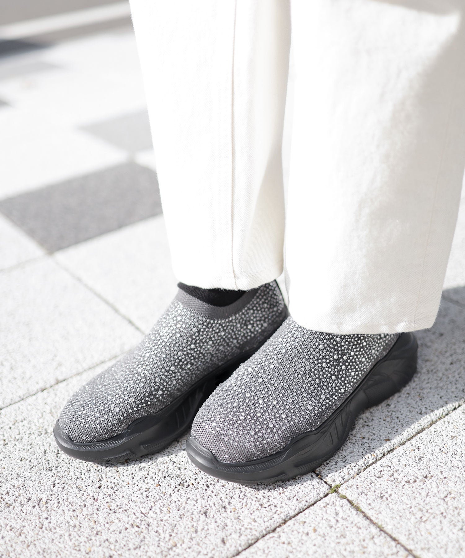 キラキラニット厚底スニーカー▲返品不可