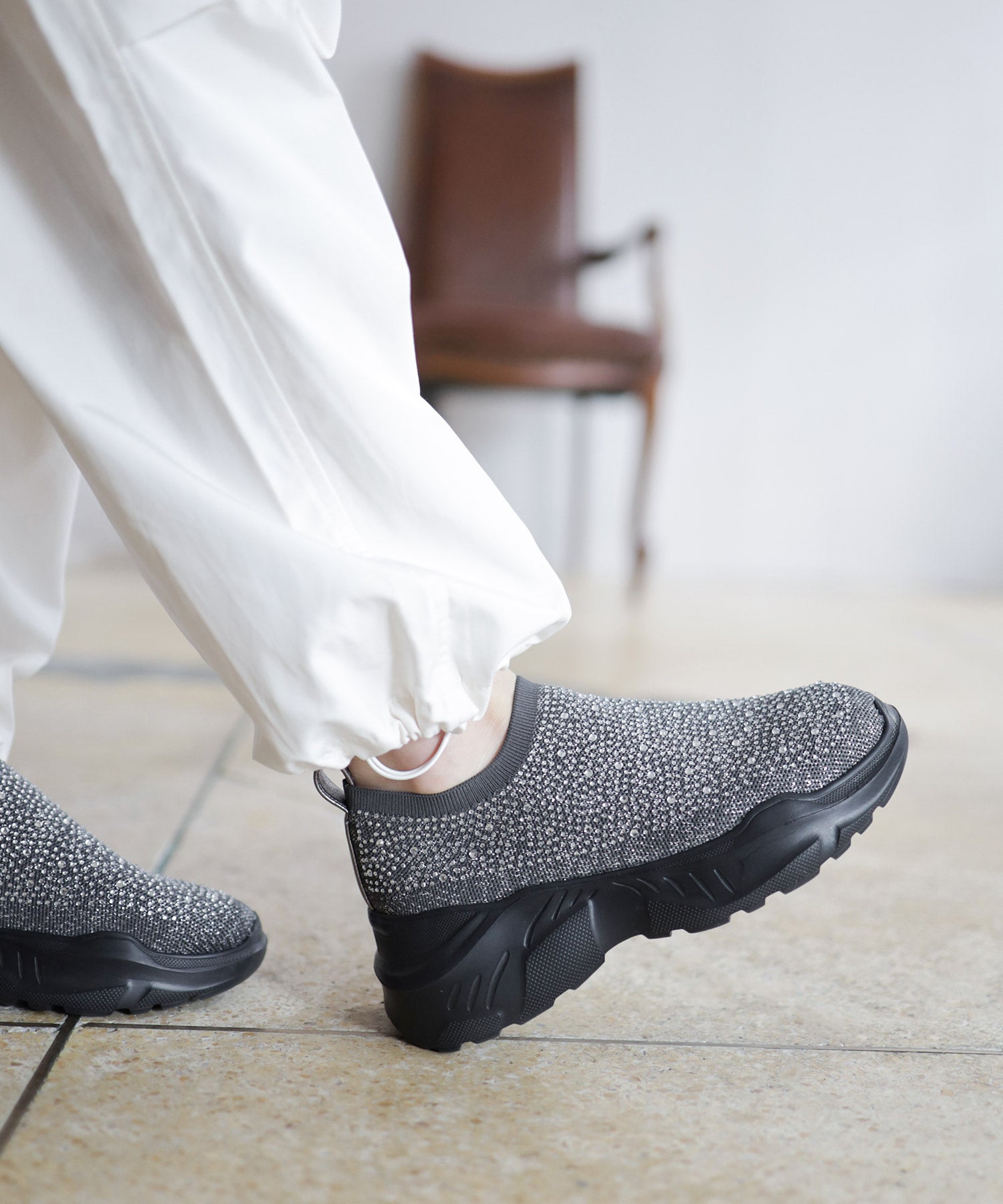 キラキラニット厚底スニーカー▲返品不可