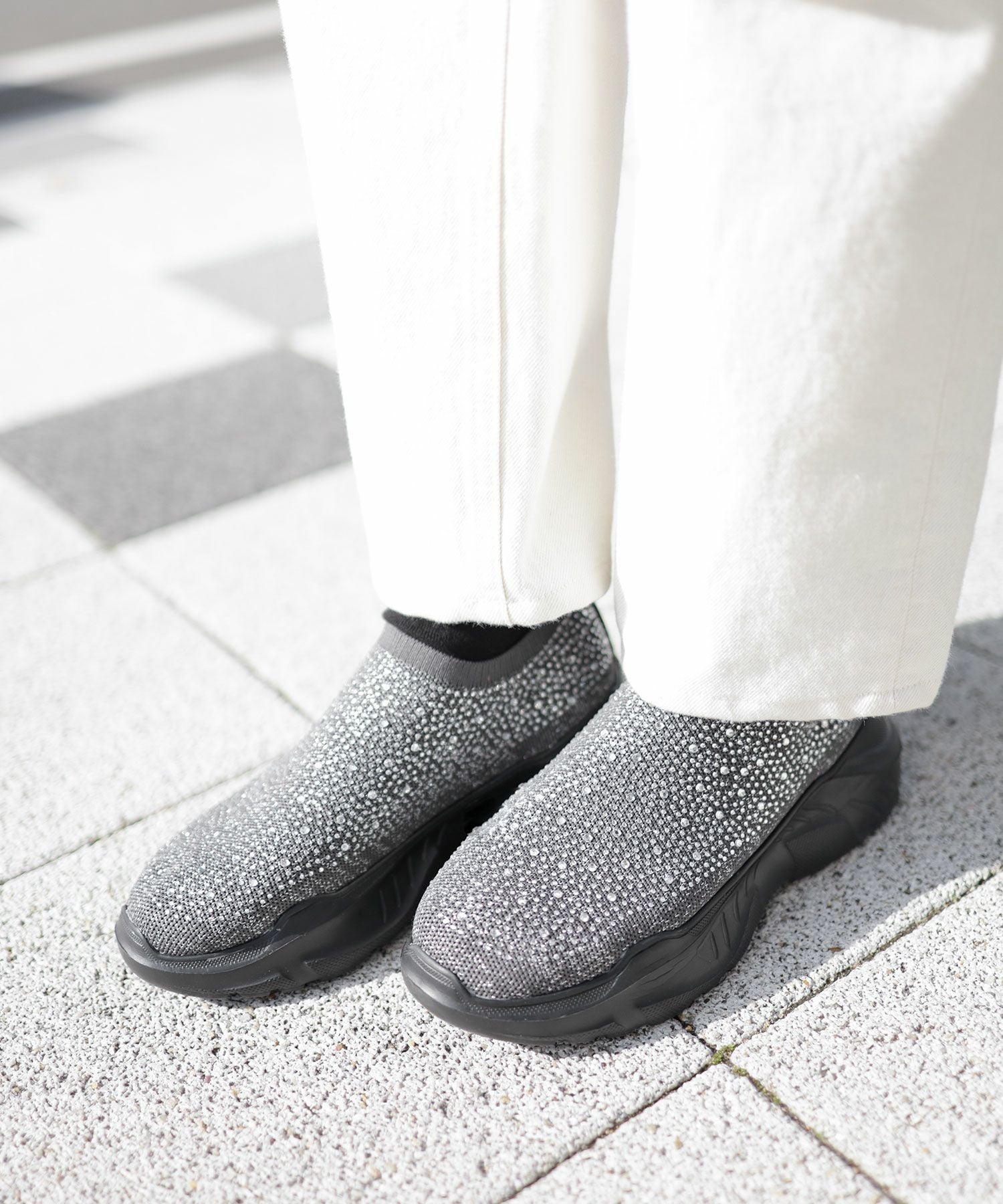 キラキラニット厚底スニーカー▲返品不可