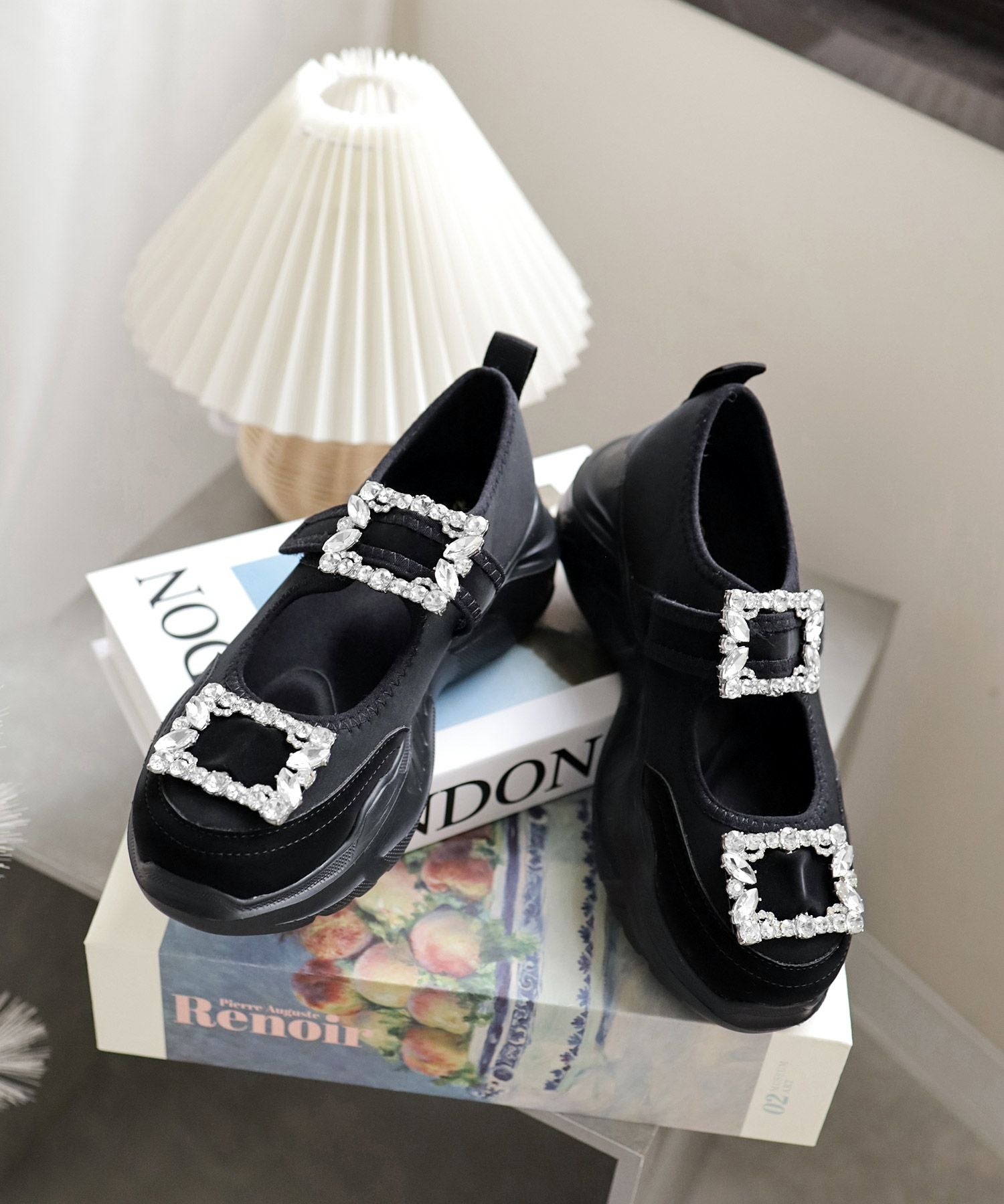 ダブルビジューメリージェーン厚底スニーカー▲返品不可