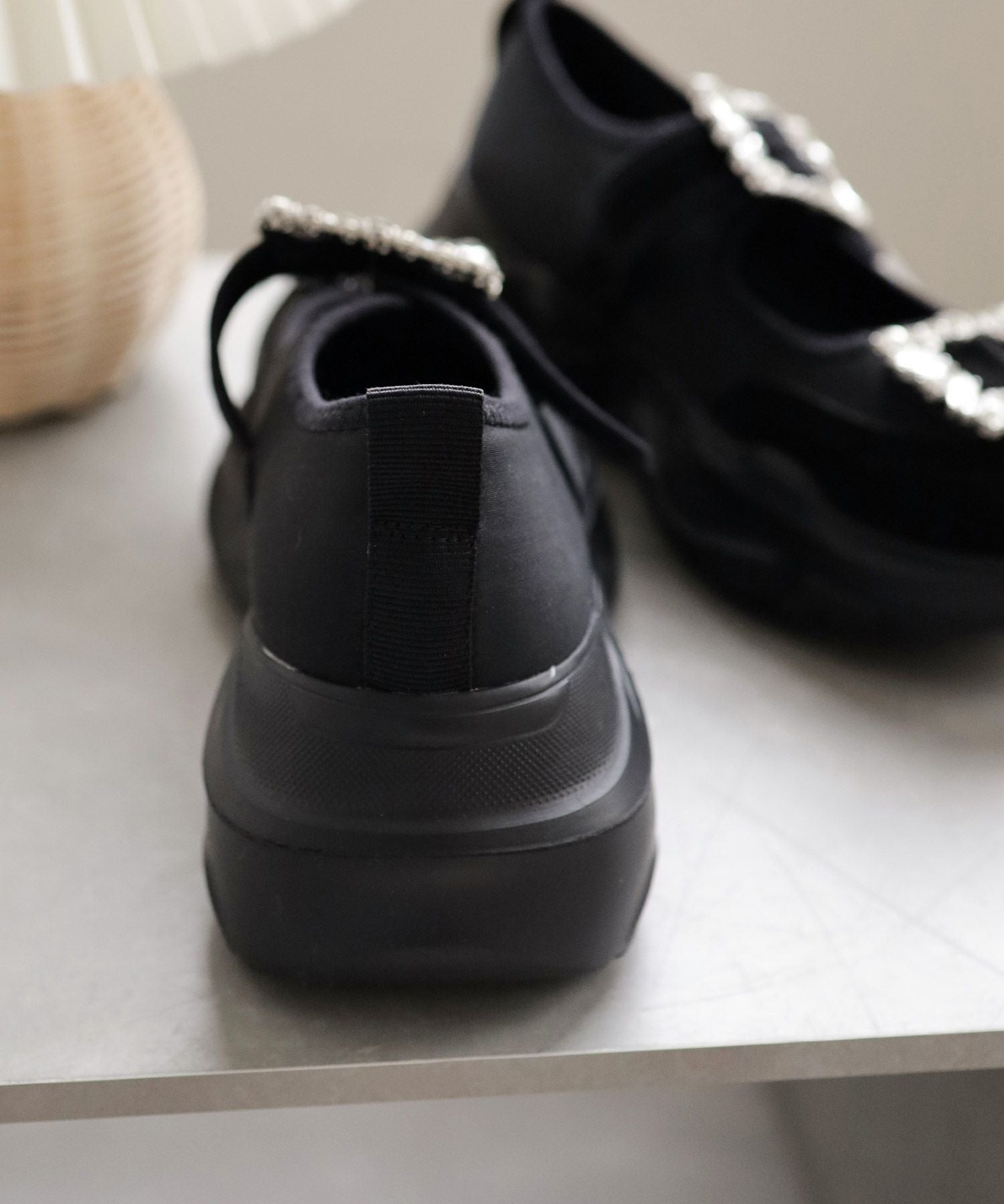 ダブルビジューメリージェーン厚底スニーカー▲返品不可