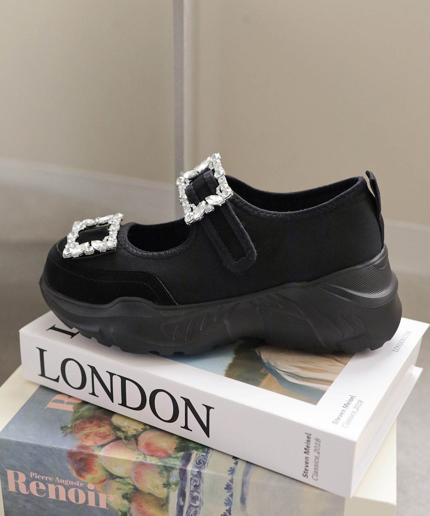 ダブルビジューメリージェーン厚底スニーカー▲返品不可