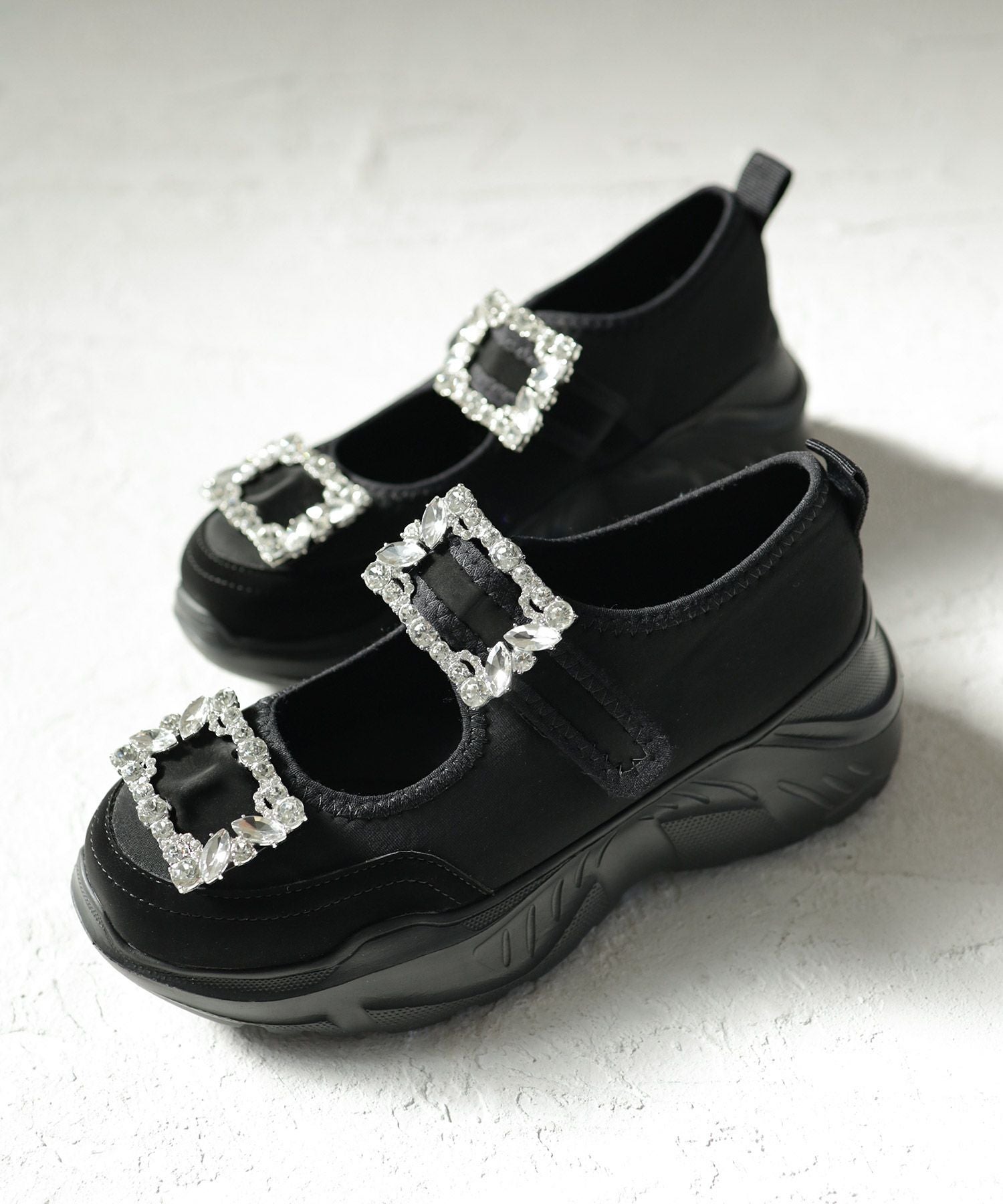 ダブルビジューメリージェーン厚底スニーカー▲返品不可