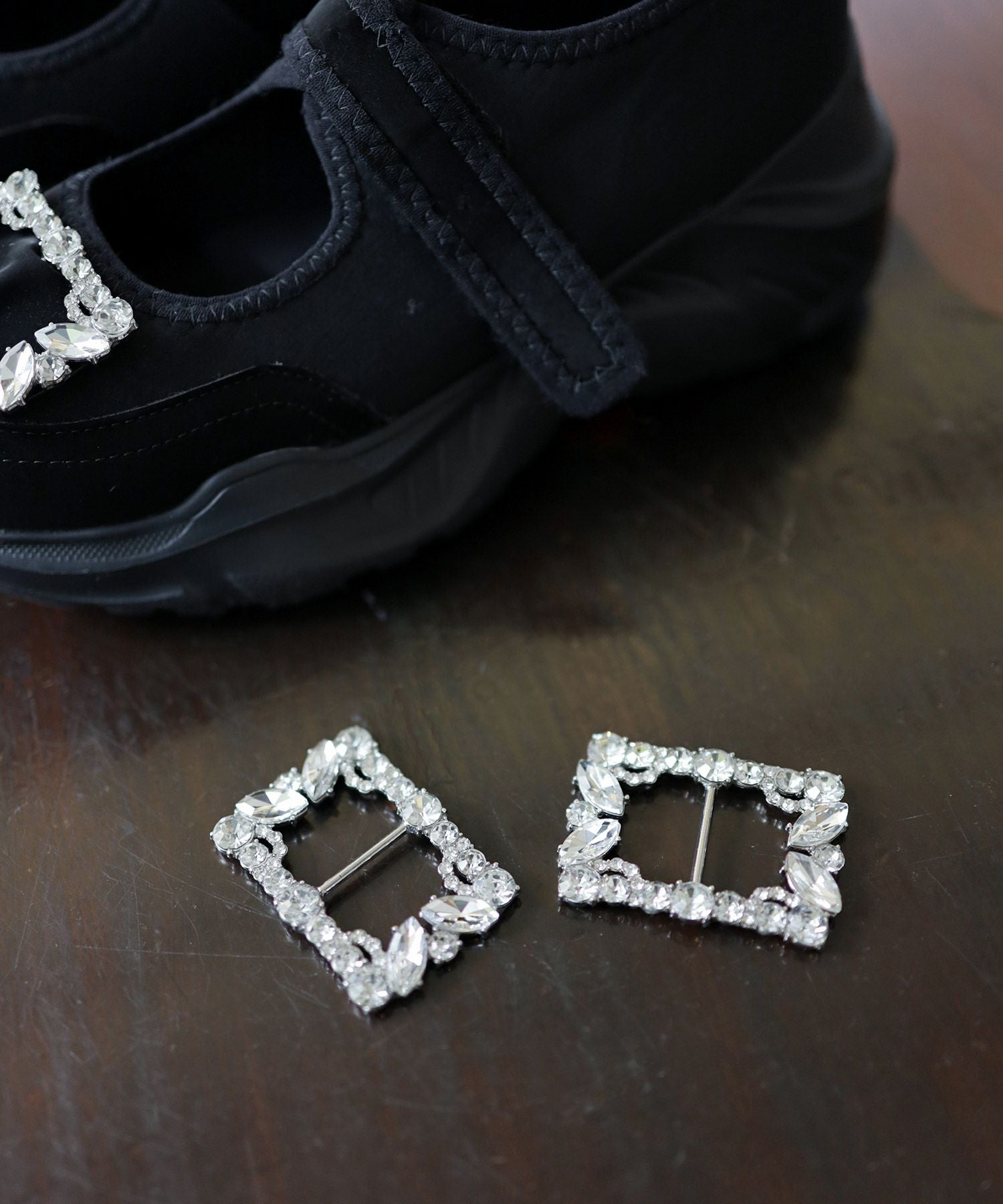 ダブルビジューメリージェーン厚底スニーカー▲返品不可