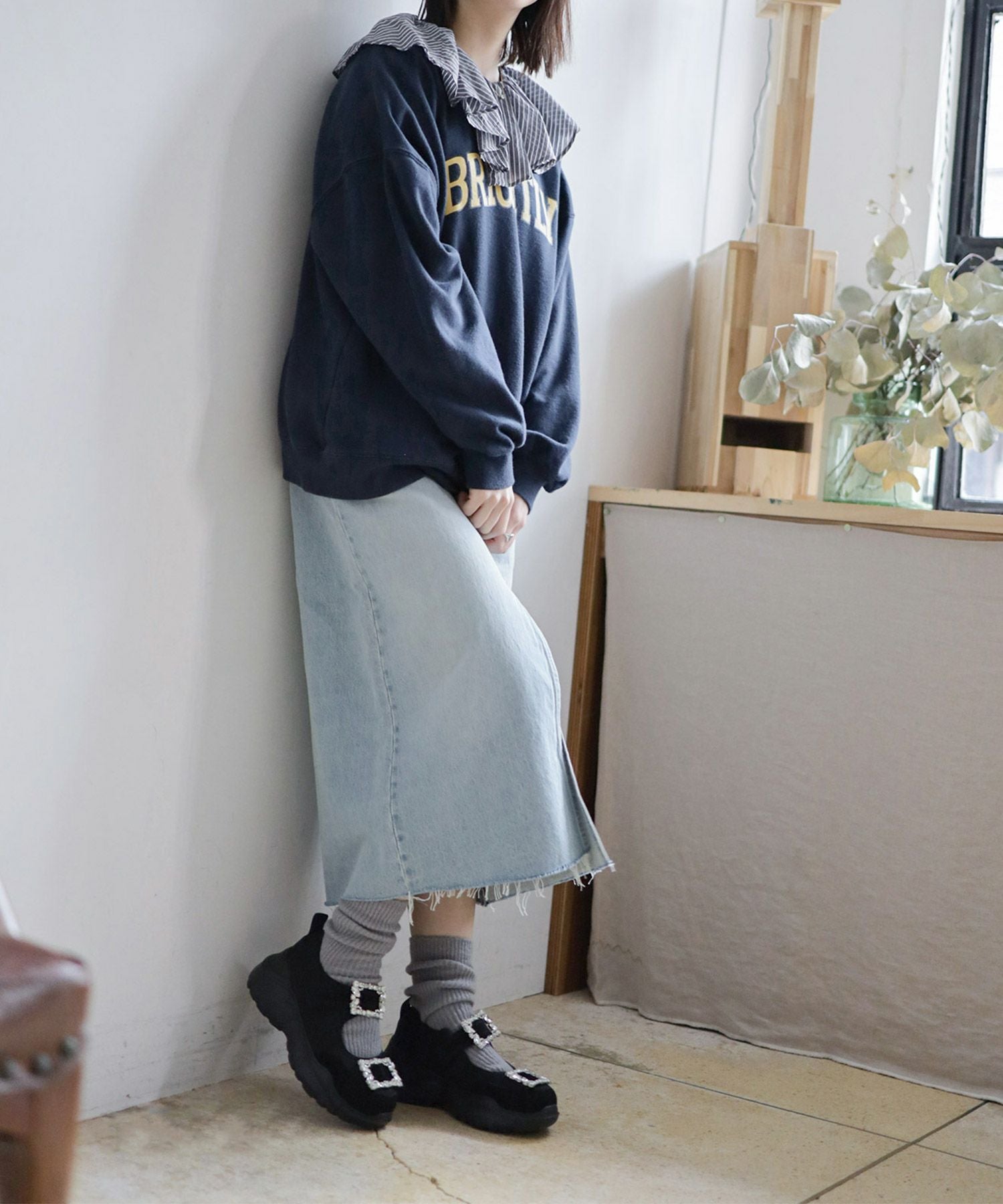 ダブルビジューメリージェーン厚底スニーカー▲返品不可