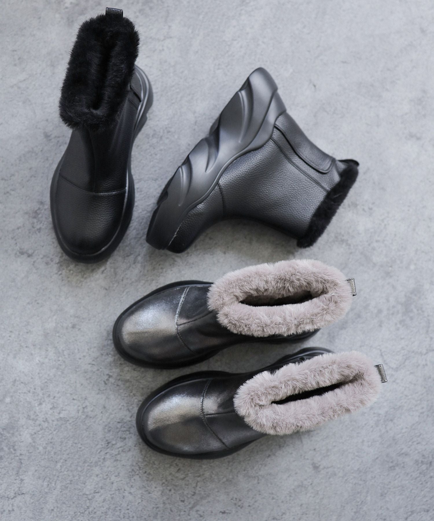 インナーファーの厚底ムートンスニーカーブーツ▲返品不可
