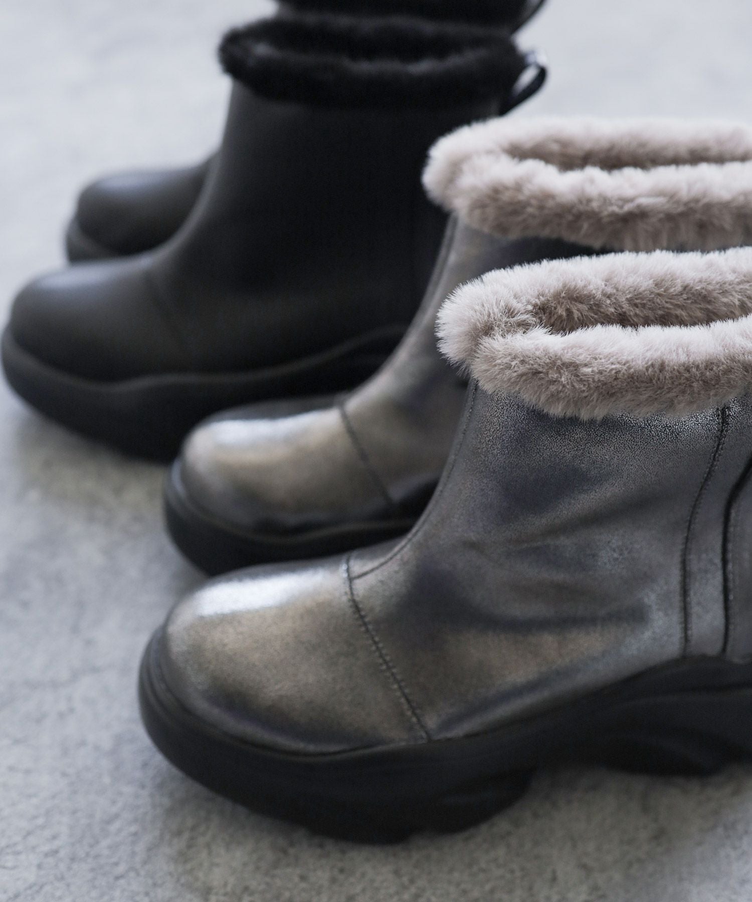 インナーファーの厚底ムートンスニーカーブーツ▲返品不可