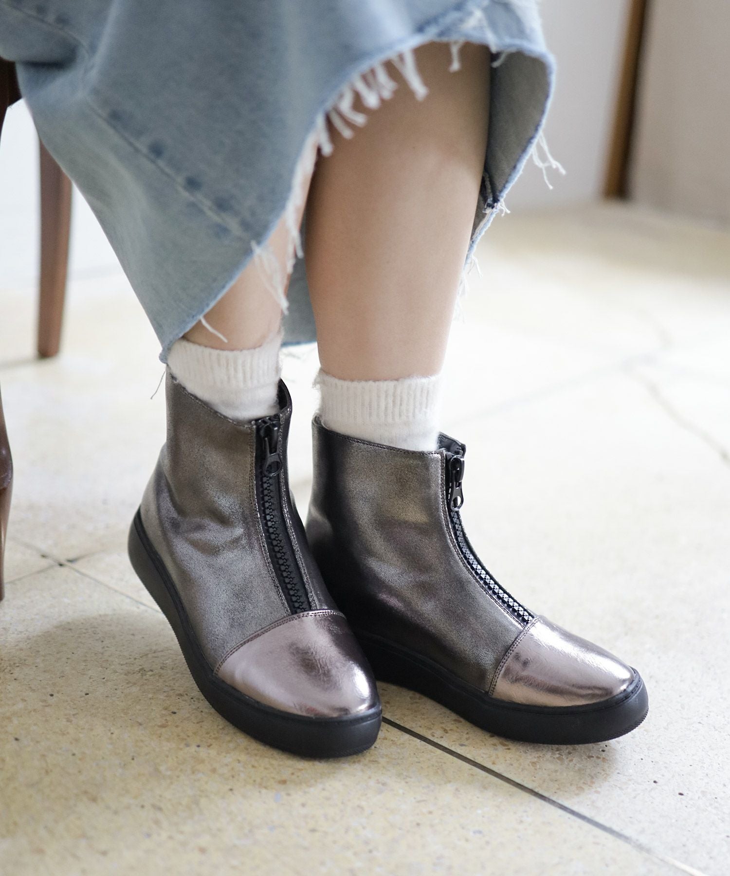 センタージップ厚底スニーカーブーツ▲返品不可